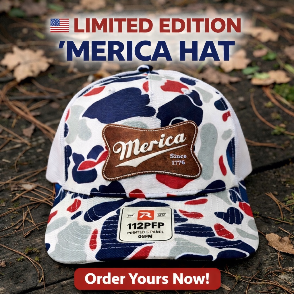 Merica Red White and Blue Duck Camo Patriotic Trucker Hat - Limited Edition