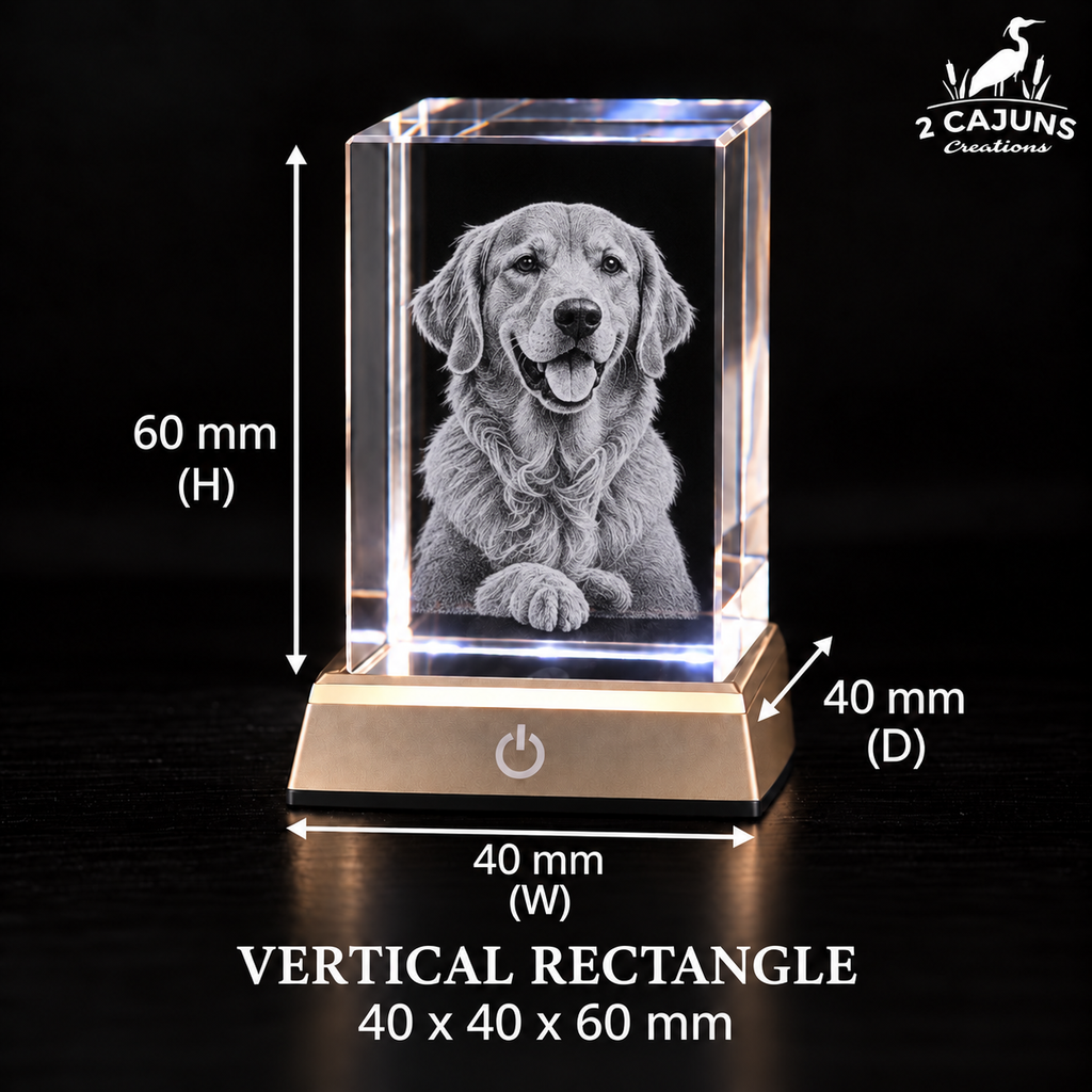Personalized Engraved Keepsake High Quality K9 Crystal w/ LED Base