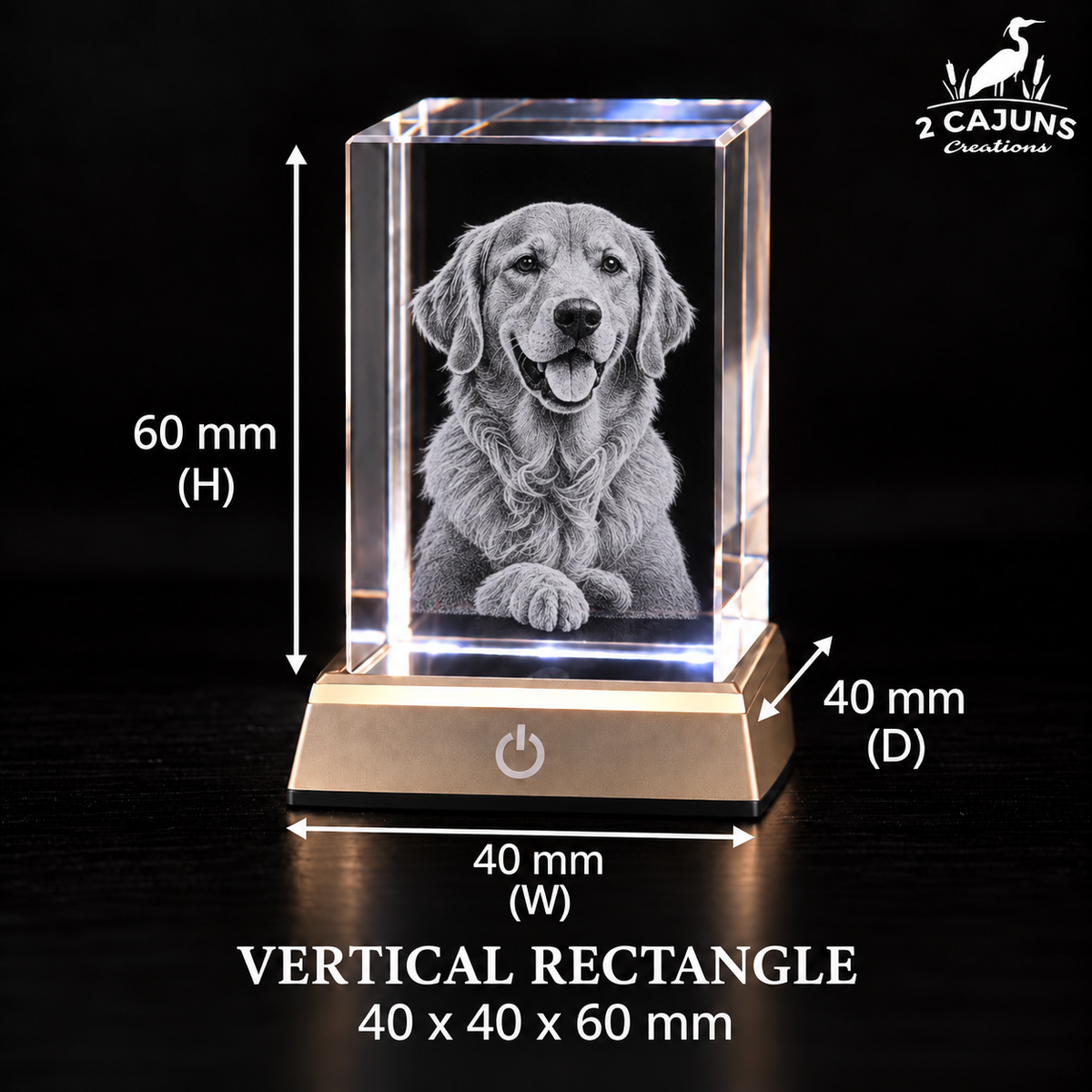 Personalized Engraved Keepsake High Quality K9 Crystal w/ LED Base