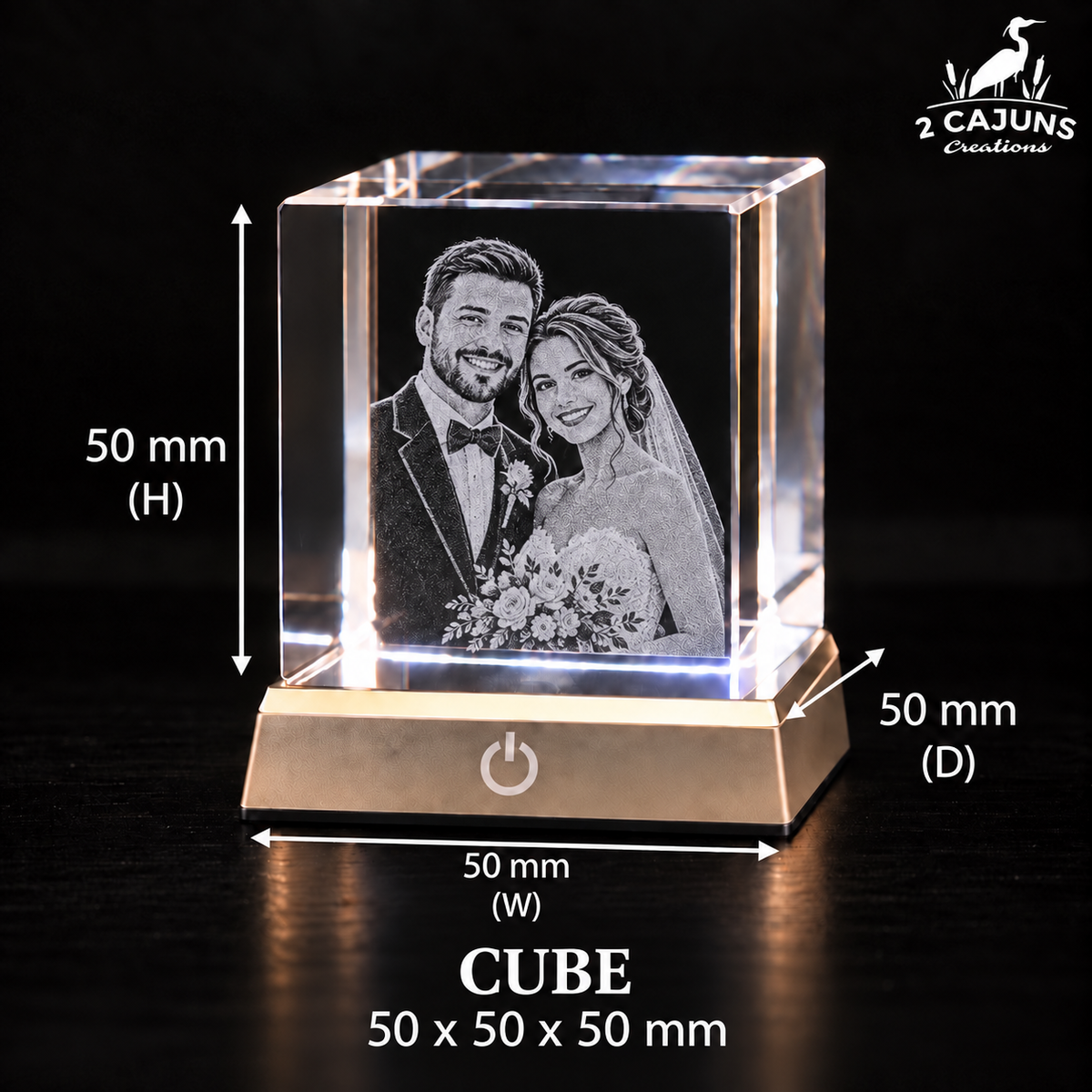 Personalized Engraved Keepsake High Quality K9 Crystal w/ LED Base