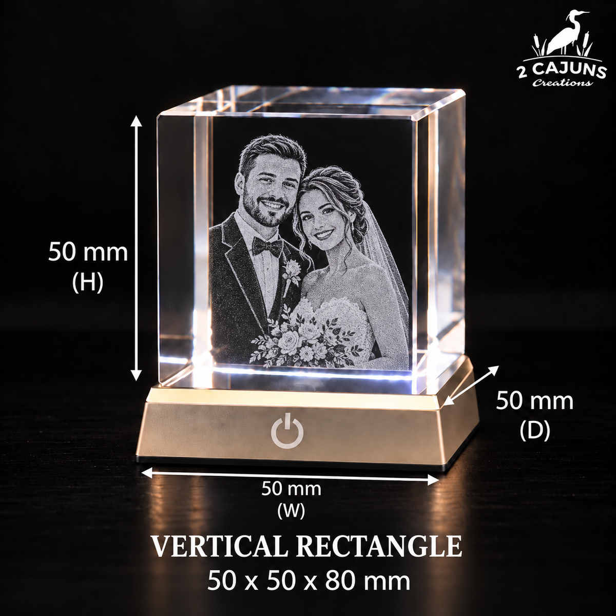 Personalized Engraved Keepsake High Quality K9 Crystal w/ LED Base