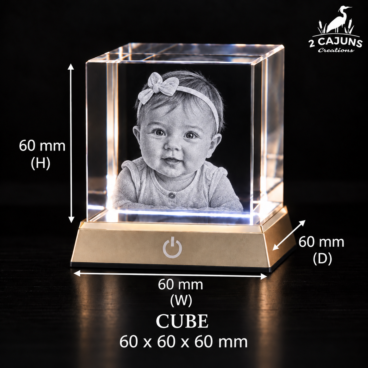 Personalized Engraved Keepsake High Quality K9 Crystal w/ LED Base