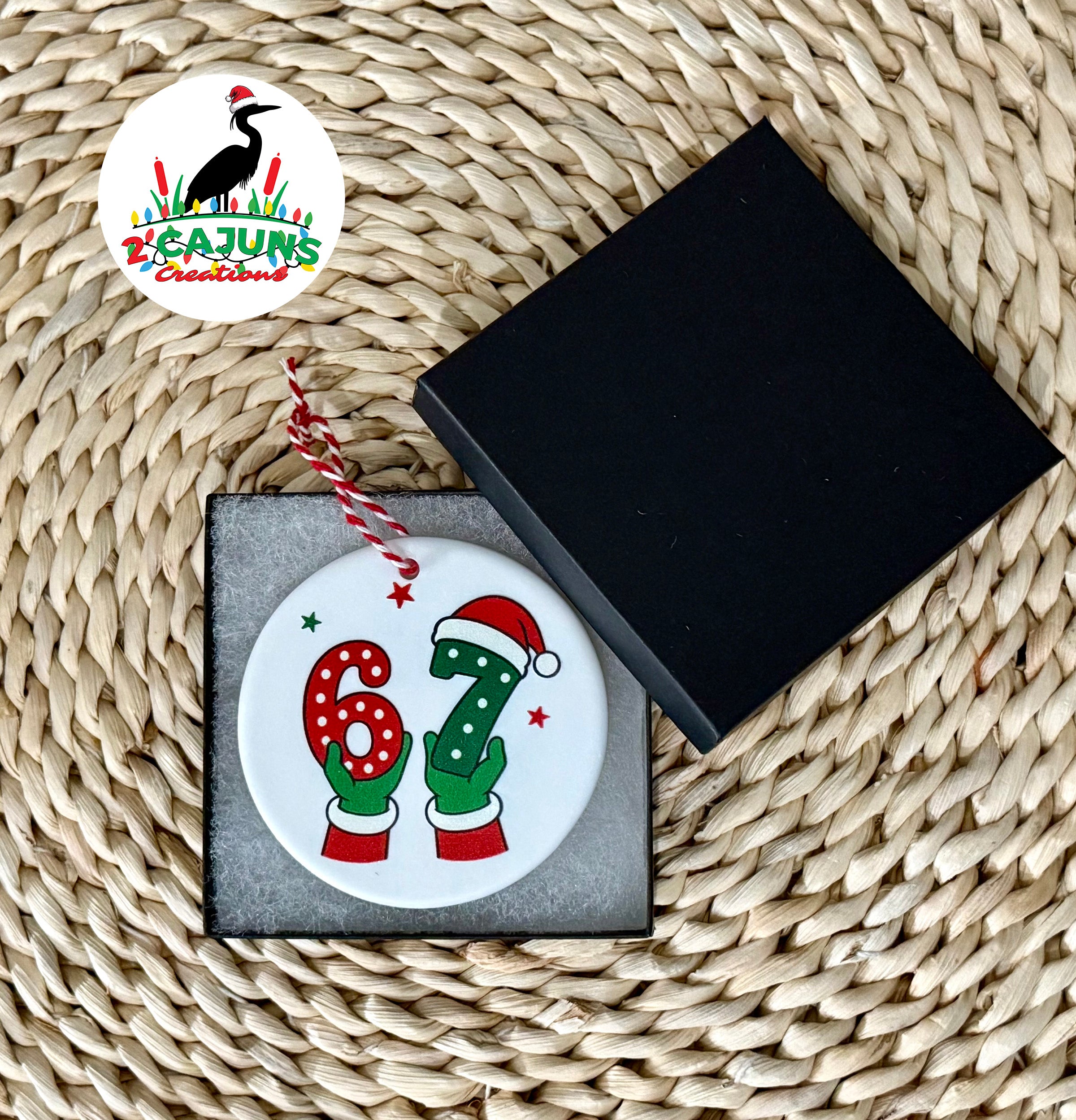 Six Seven - 6 7 - Christmas Ornaments - Ceramic 3" - 3 Design Options