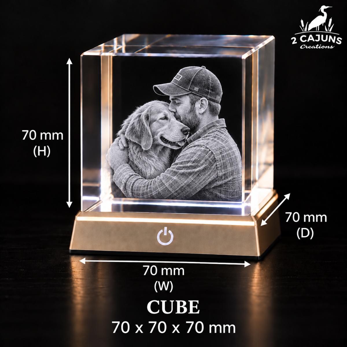 Personalized Engraved Keepsake High Quality K9 Crystal w/ LED Base