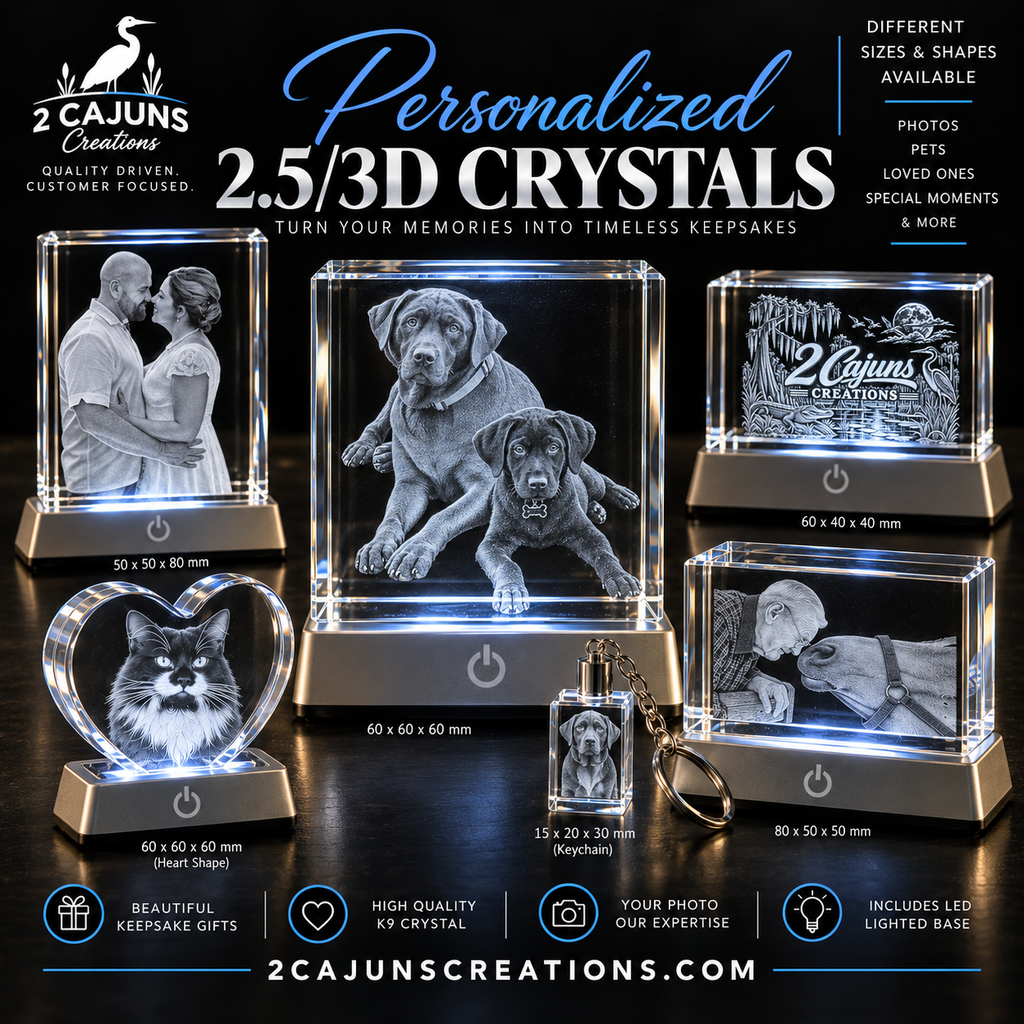 Personalized Engraved Keepsake High Quality K9 Crystal w/ LED Base