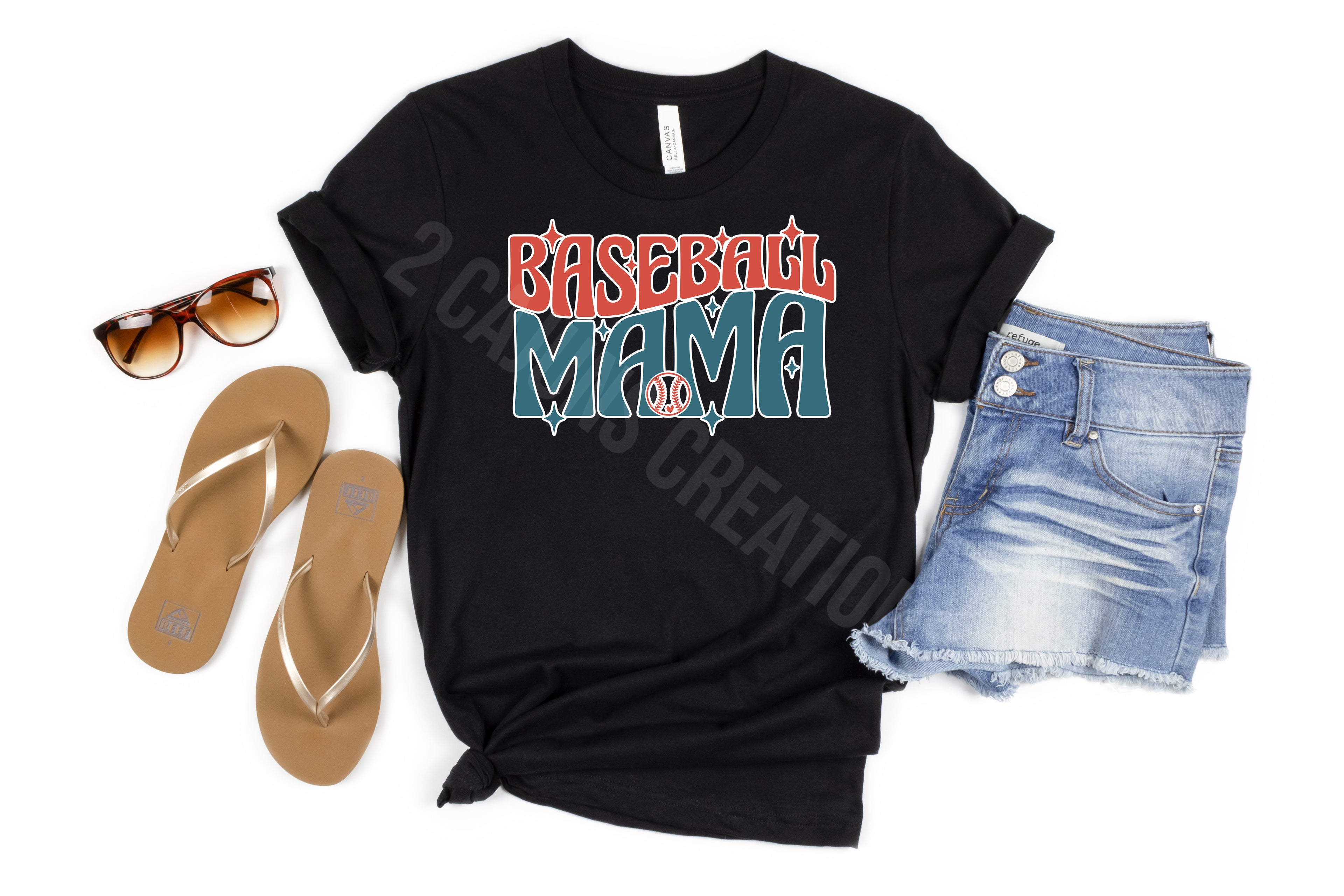 Baseball Mama Crew Neck Tshirt - Baseball Mom Tee - Retro Design