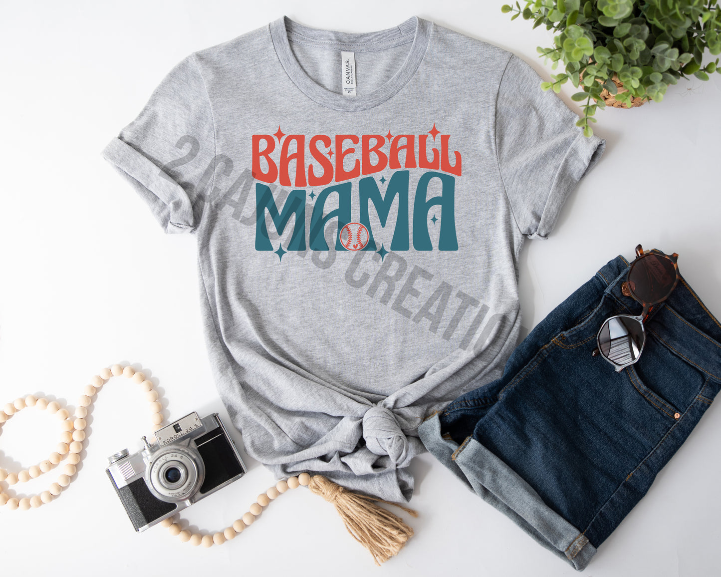 Baseball Mama Crew Neck Tshirt - Baseball Mom Tee - Retro Design