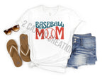 Baseball Mom Crew Neck Tshirt - Baseball Mom Tee - Retro Design