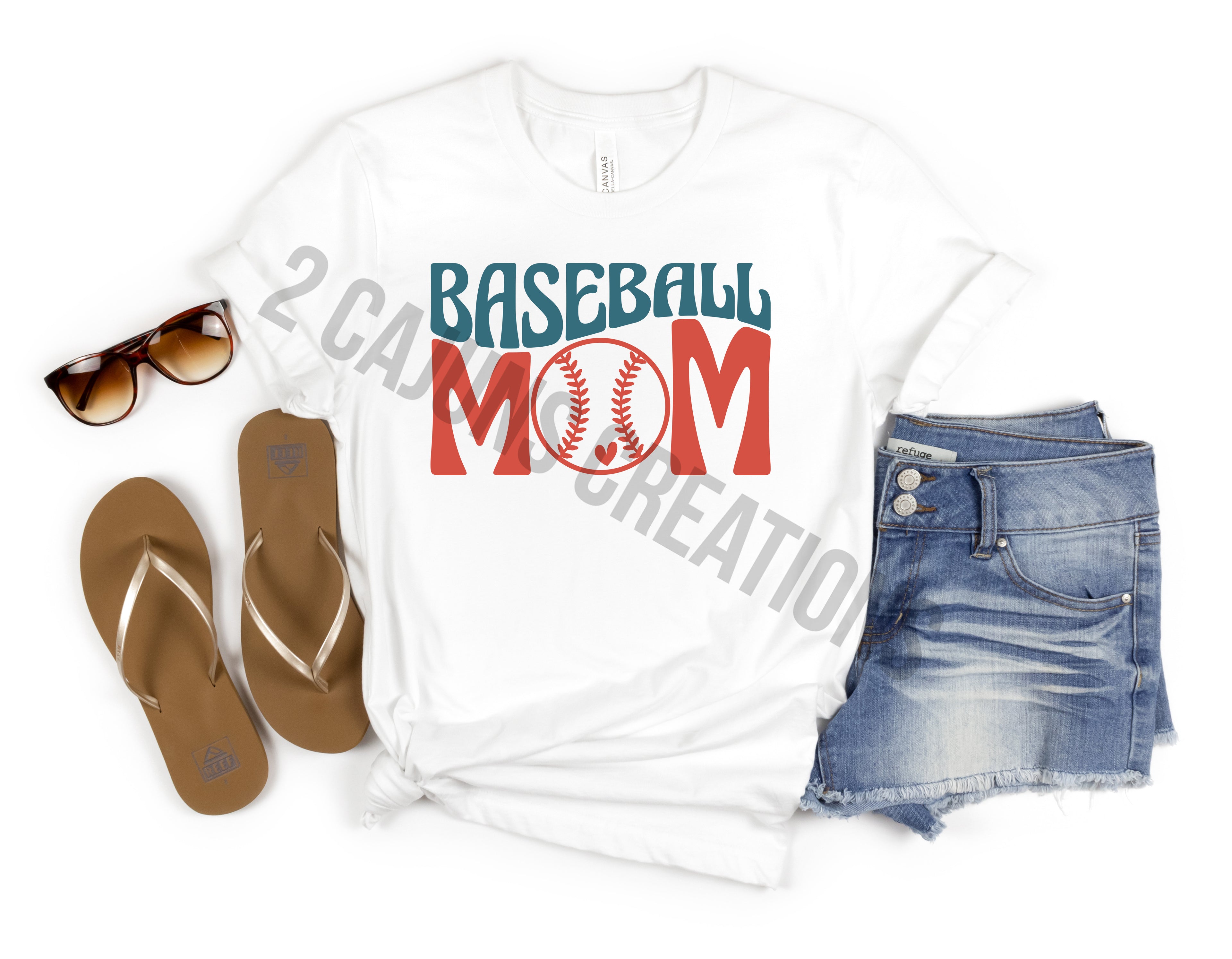 Baseball Mom Crew Neck Tshirt - Baseball Mom Tee - Retro Design