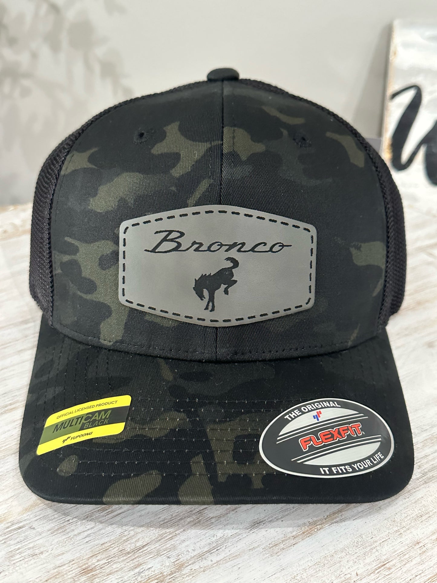 Ford Bronco FlexFit Patch Hat - Multi-Cam Black Camo