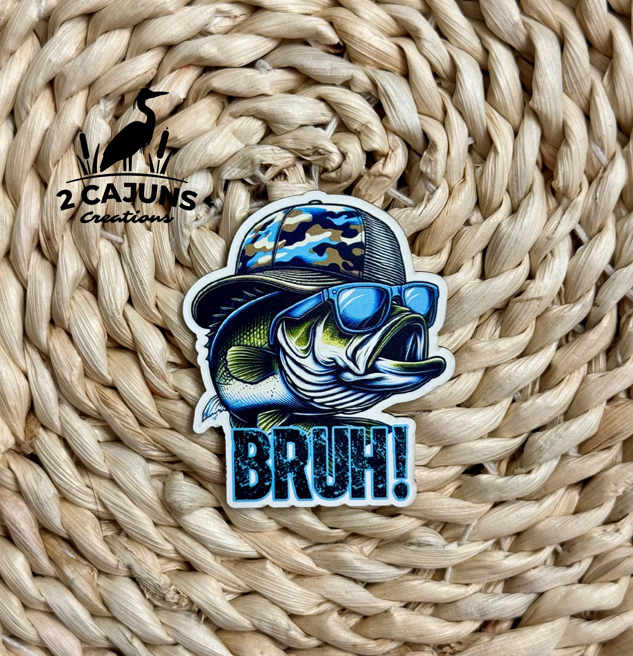 Bruh Bass Fish UV Printed Hat Patch