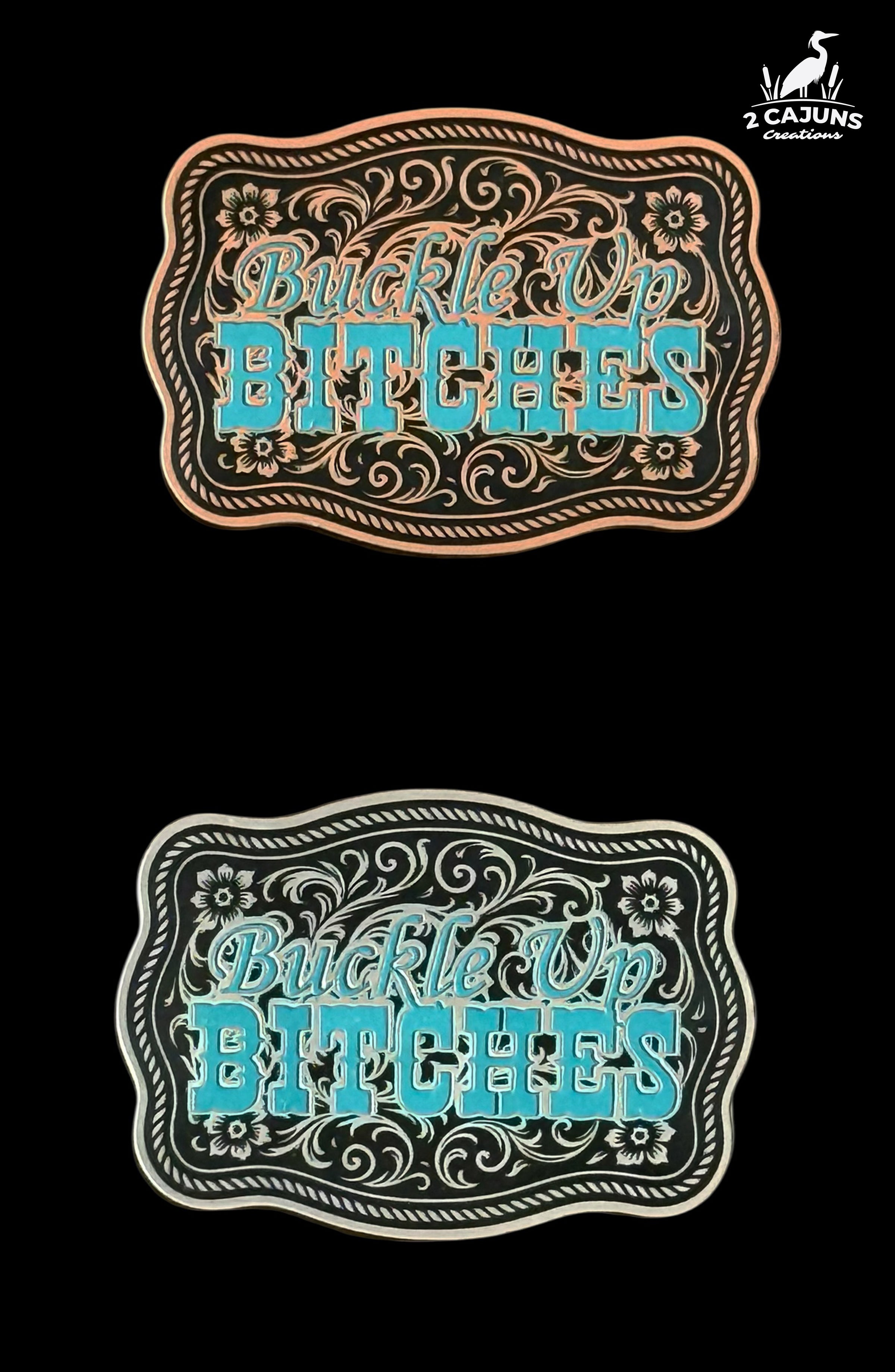 Buckle Up Buckle Western Design Tri-Layer Acrylic Hat Patch