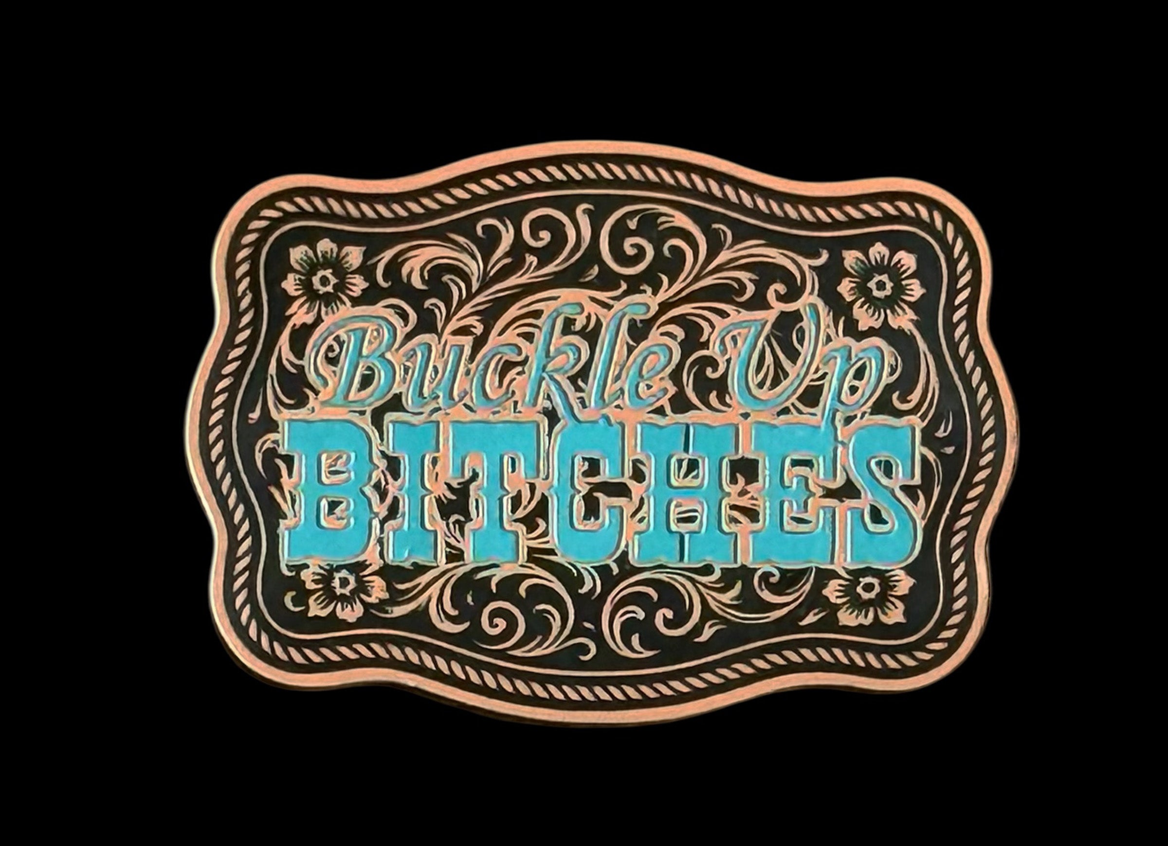 Buckle Up Buckle Western Design Tri-Layer Acrylic Hat Patch