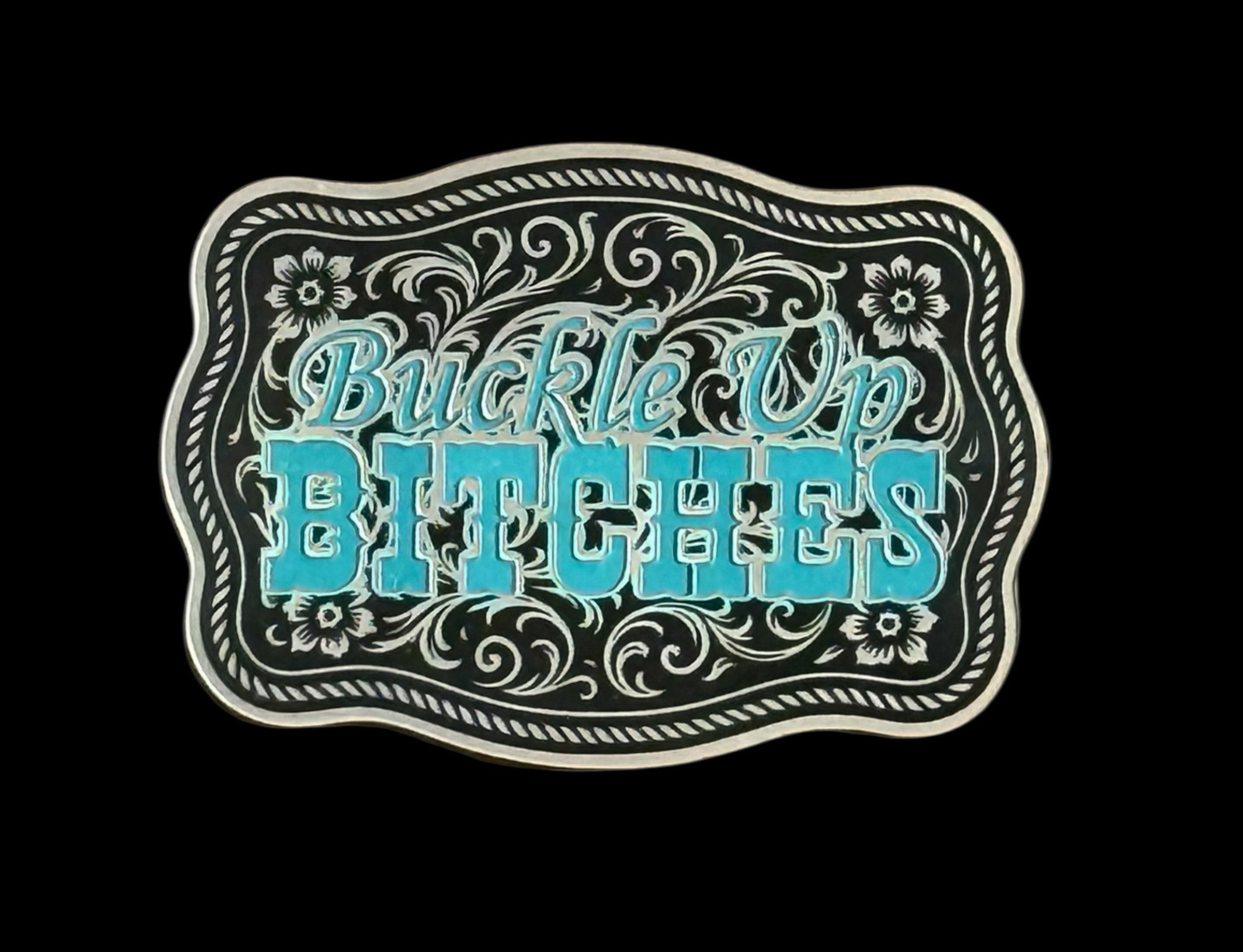 Buckle Up Buckle Western Design Tri-Layer Acrylic Hat Patch