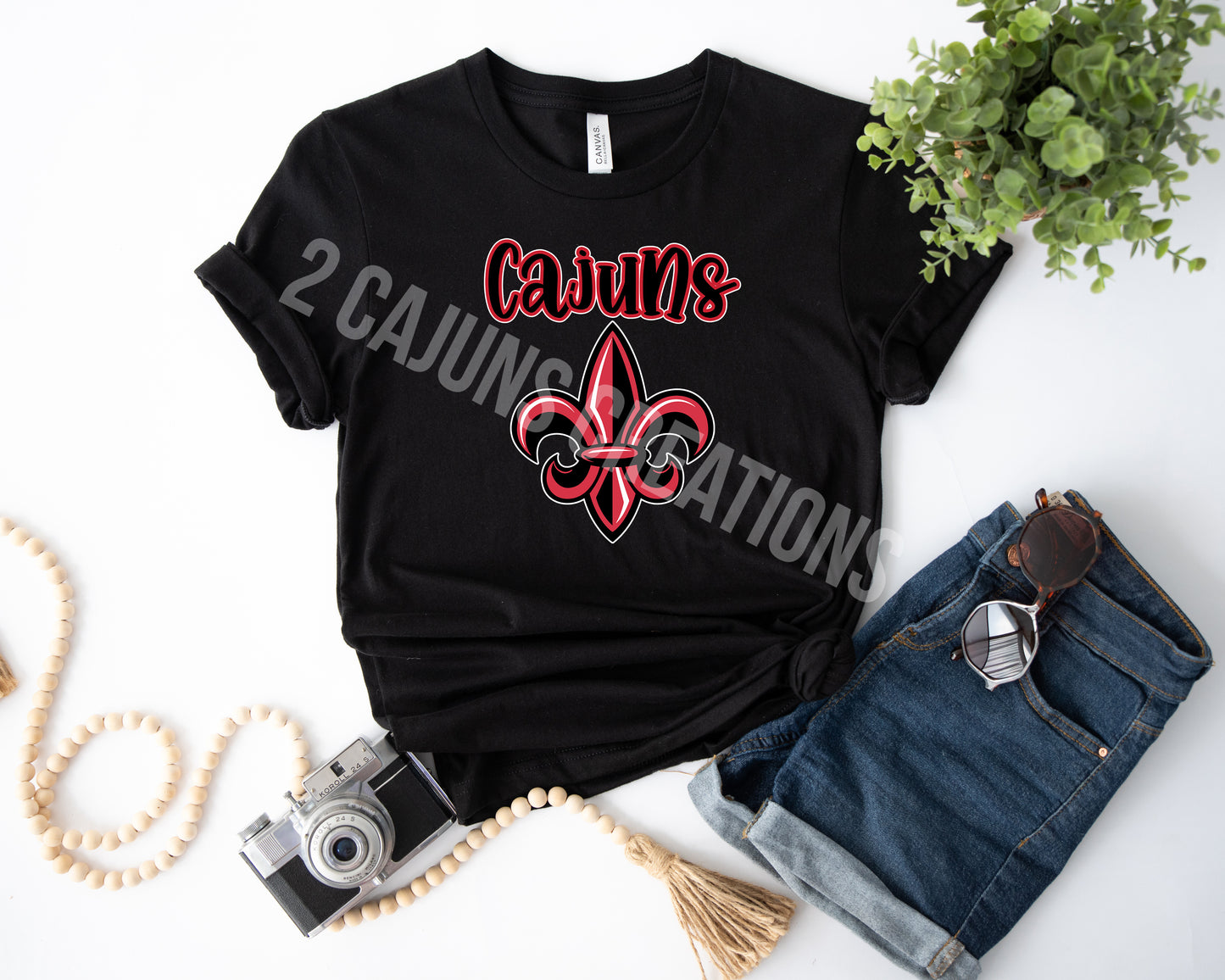 Fleur De Lis Red and Black Tshirt - Cajun Tshirt