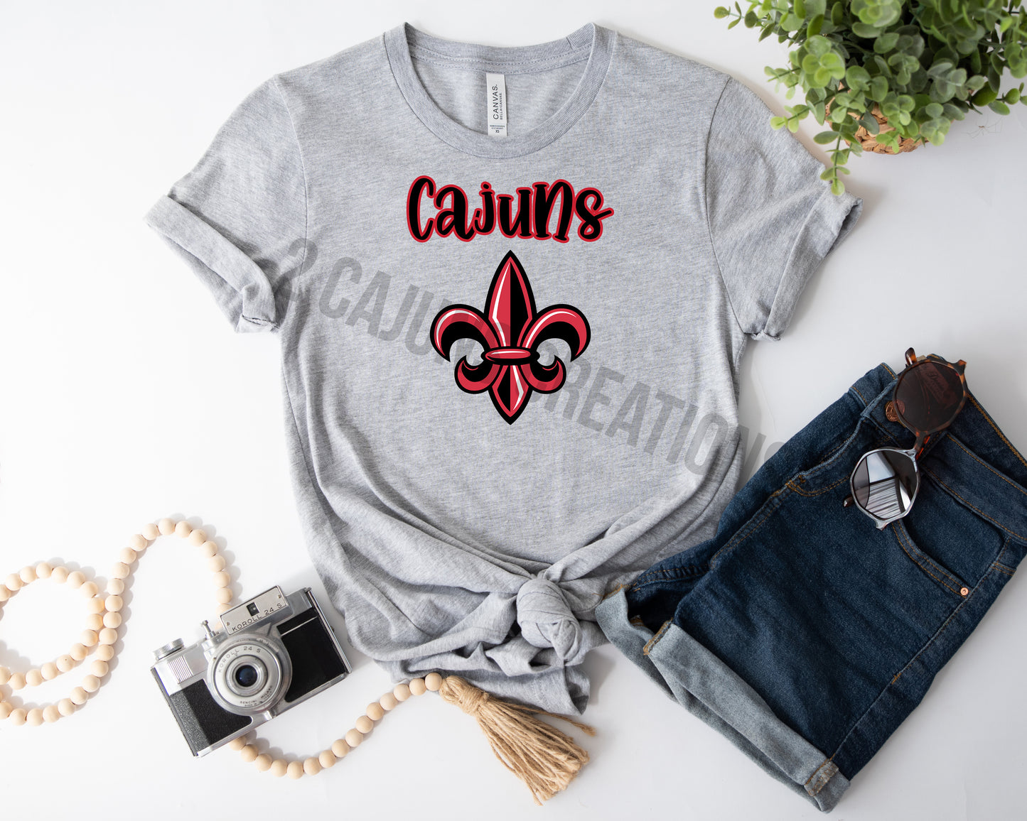 Fleur De Lis Red and Black Tshirt - Cajun Tshirt