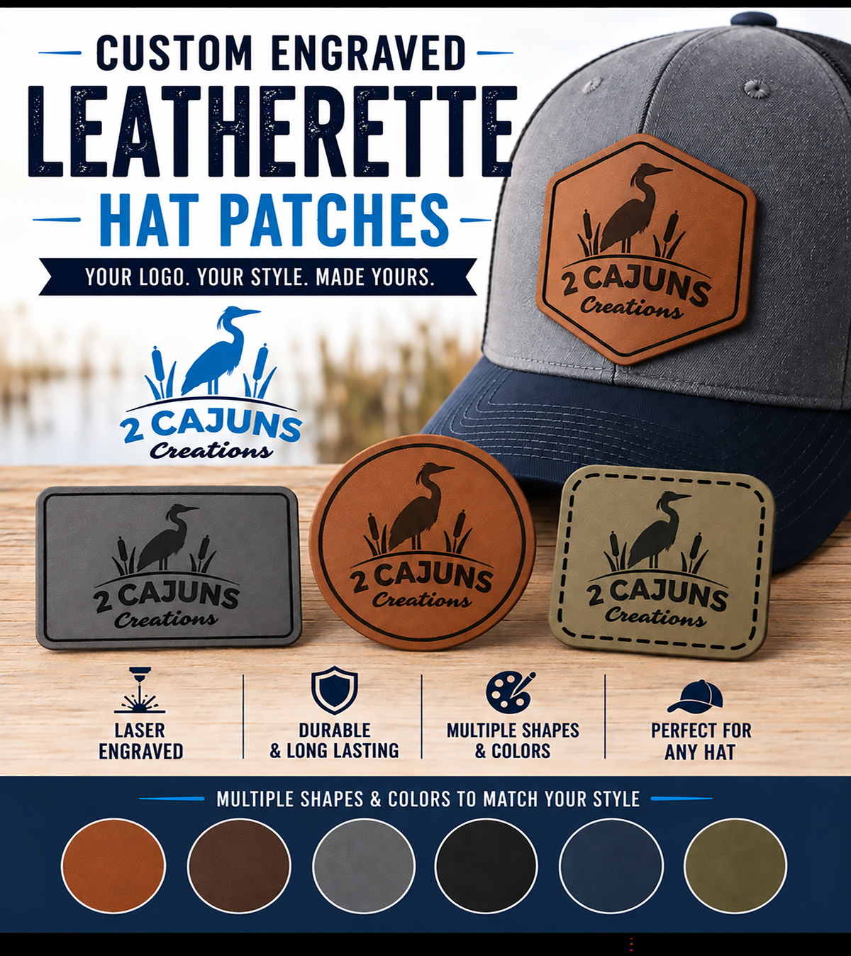 Bulk Wholesale Pricing Custom Leatherette Engraved Patches