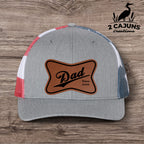 Dad Leather Patch Hat - Laser Engraved - Personalized with Year He Became a Dad - Several Color Options