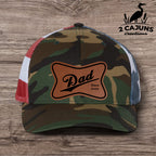Dad Leather Patch Hat - Laser Engraved - Personalized with Year He Became a Dad - Several Color Options