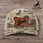 Dad Leather Patch Hat - Laser Engraved - Personalized with Year He Became a Dad - Several Color Options
