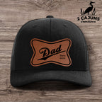 Dad Leather Patch Hat - Laser Engraved - Personalized with Year He Became a Dad - Several Color Options
