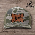 Dad Leather Patch Hat - Laser Engraved - Personalized with Year He Became a Dad - Several Color Options