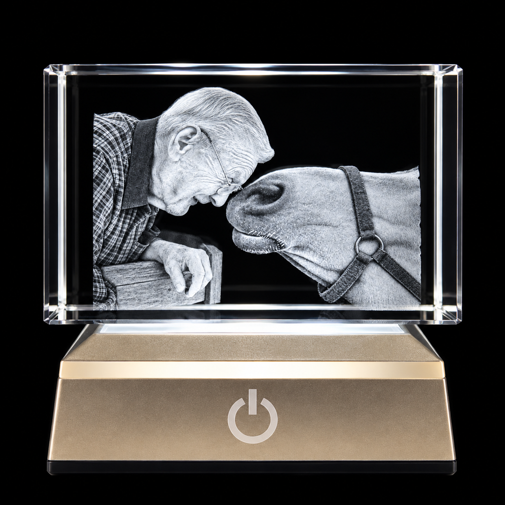 Personalized Inner Engraved Keepsake High Quality K9 Crystal w/ LED Base