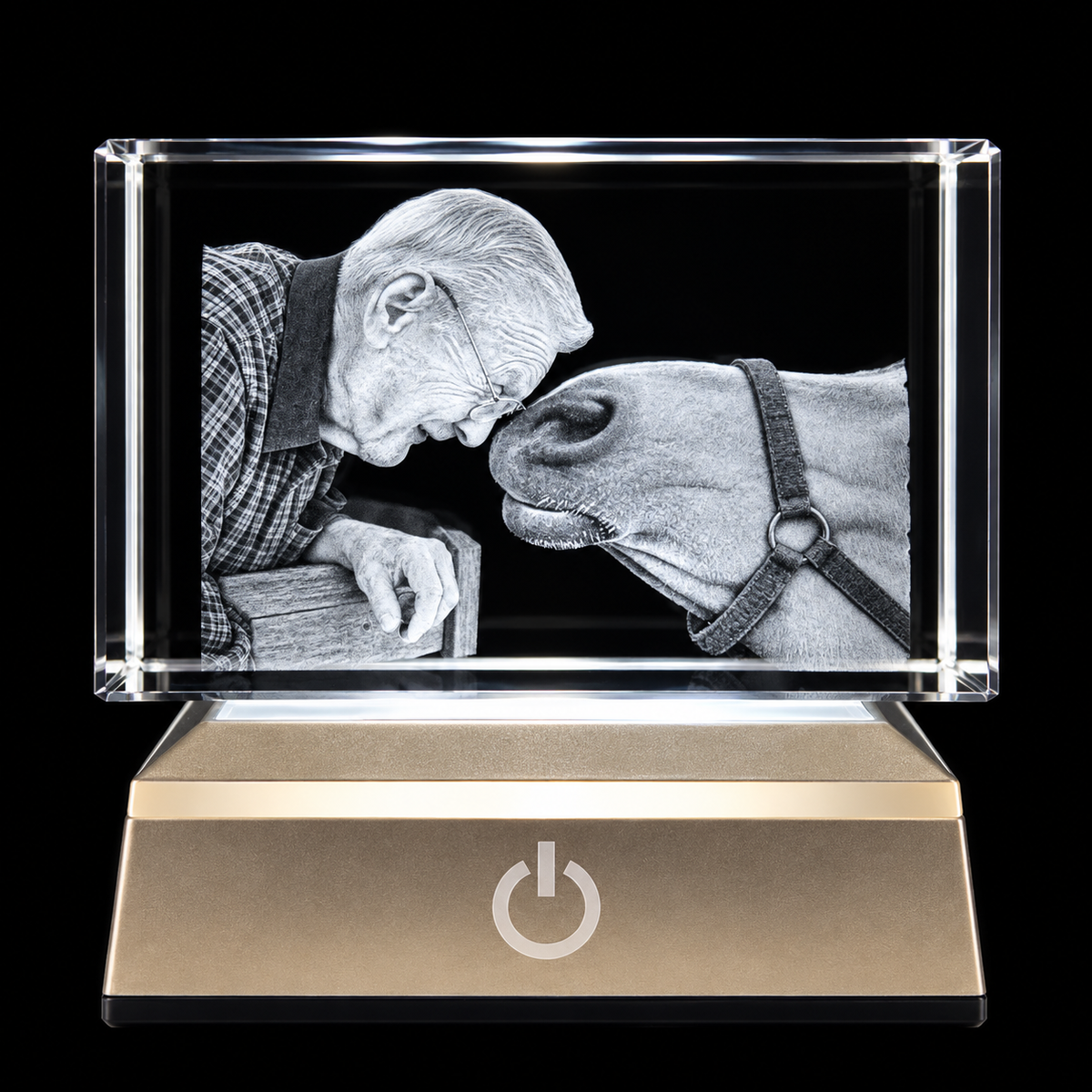 Personalized Inner Engraved Keepsake High Quality K9 Crystal w/ LED Base