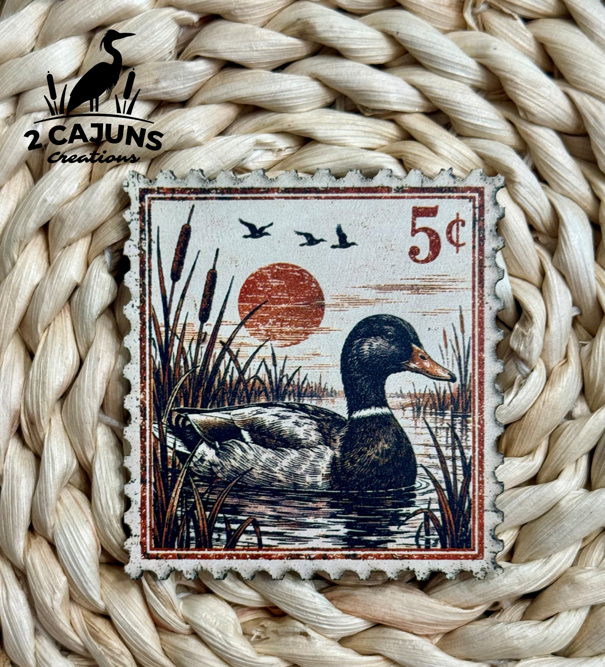 Duck Vintage Stamp UV Printed Hat Patch