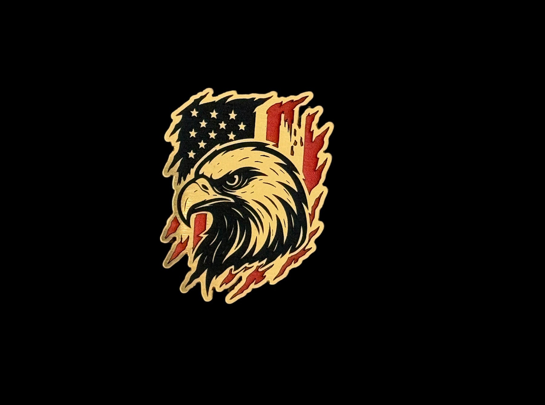 Bald Eagle on American Flag Acrylic Hat Patch - 2 Colors Available