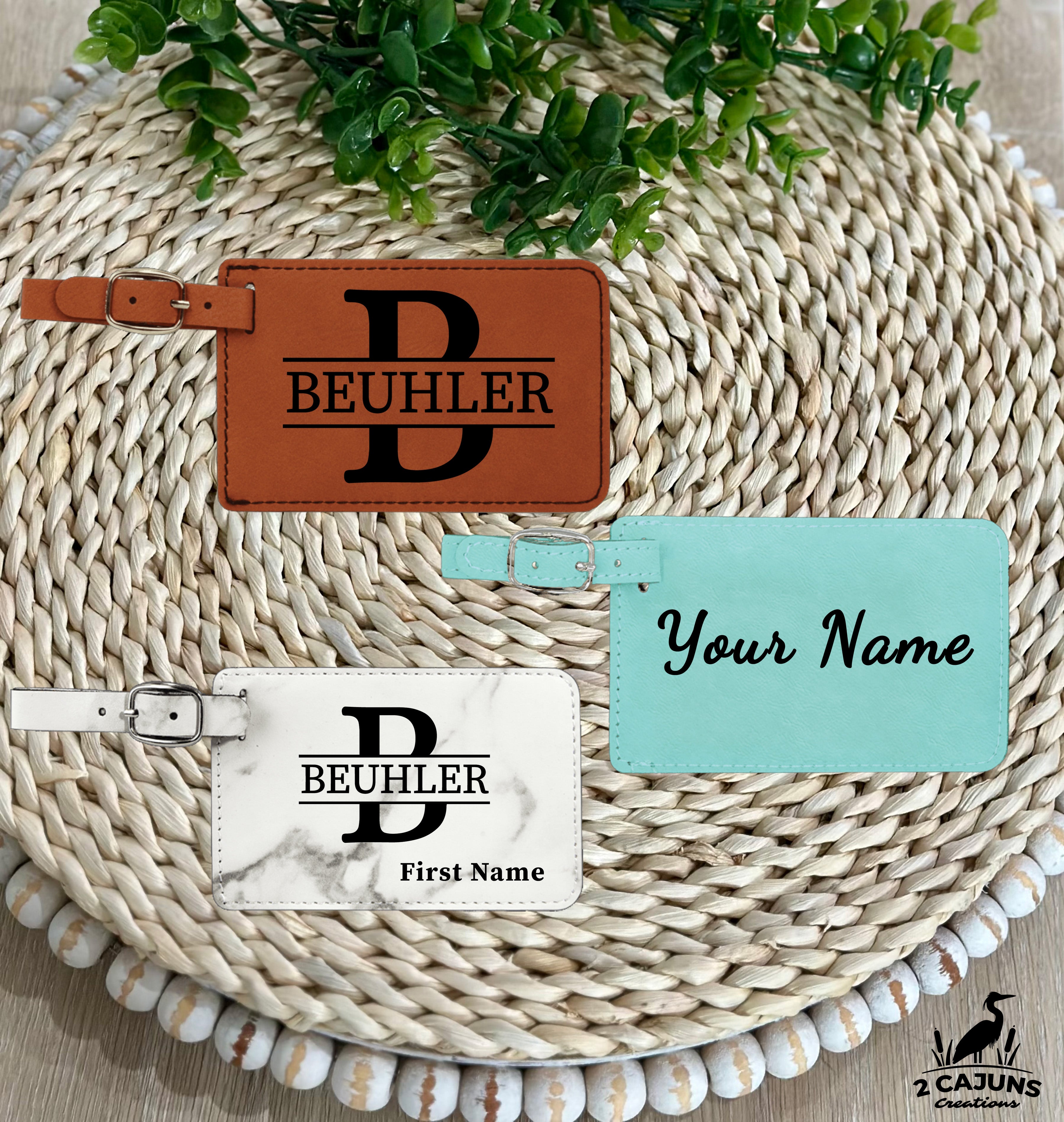 Personalized Luggage Tags - Laser Engraved Leatherette - Multiple Colors Available