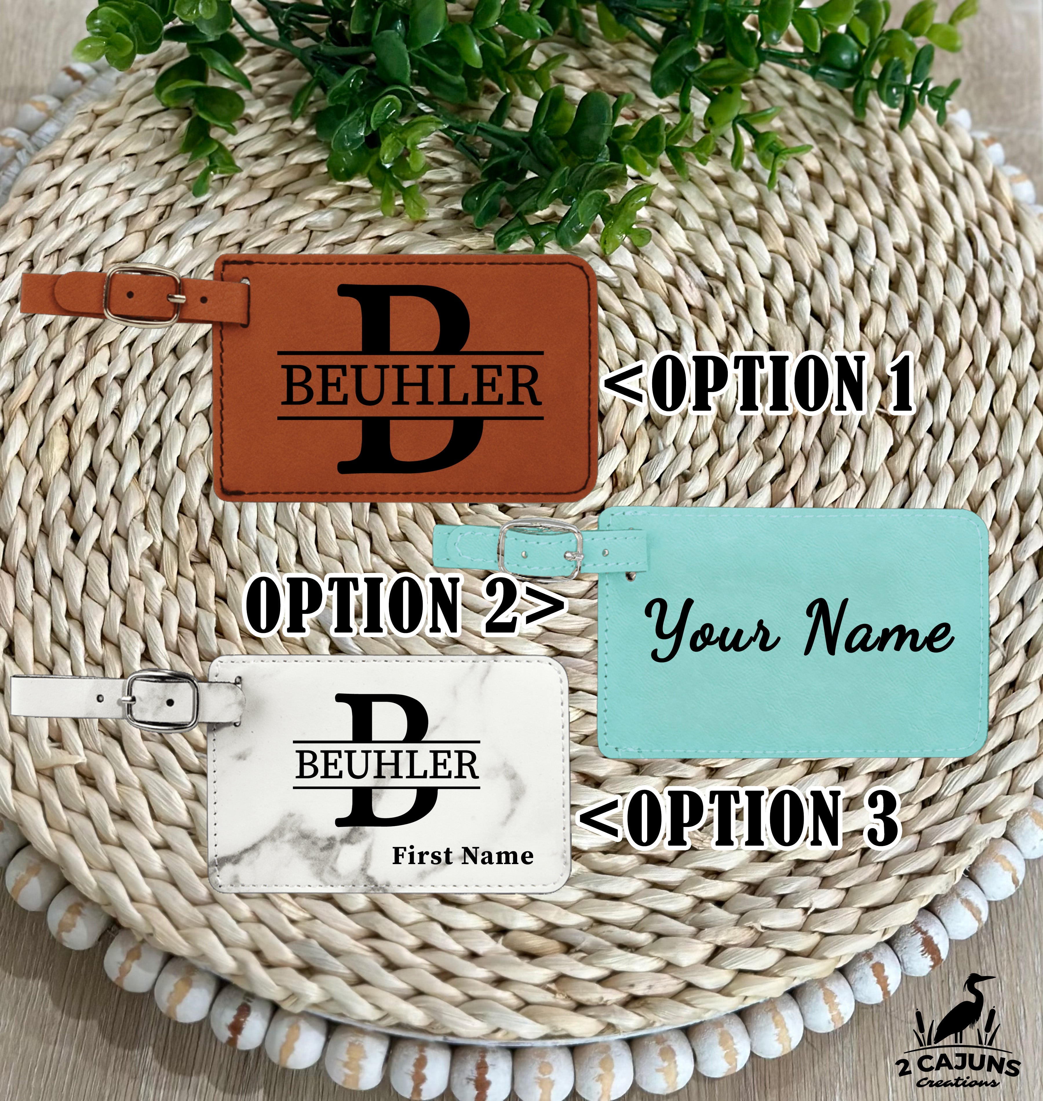 Personalized Luggage Tags - Laser Engraved Leatherette - Multiple Colors Available
