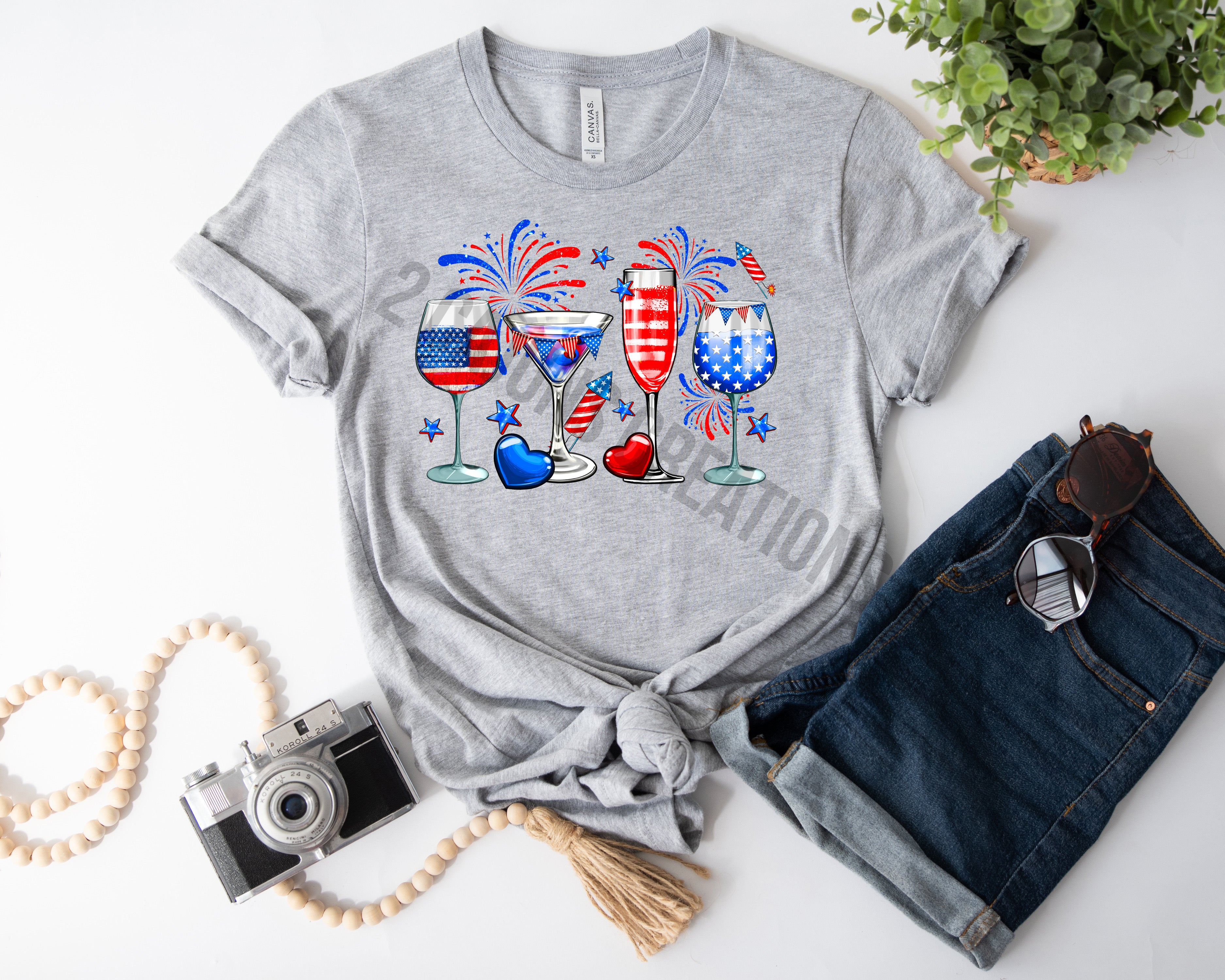 Fourth of July Drinks and Fireworks Tshirt - Patriotic 4th of July Tee