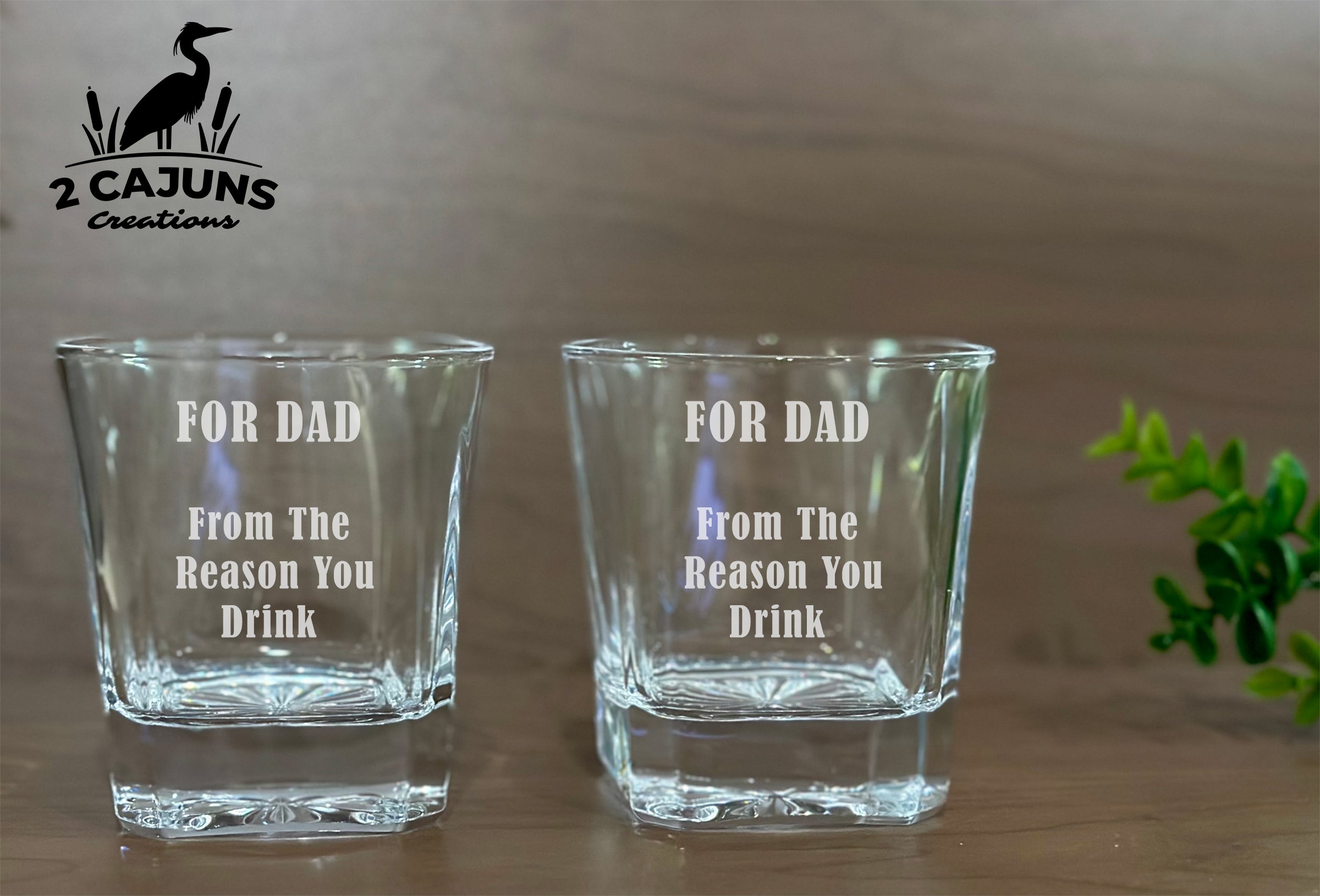 Father's Day Engraved Rocks Glasses - Set of 2 - Funny Father's Day Gift - For Dad From the Reason You Drink