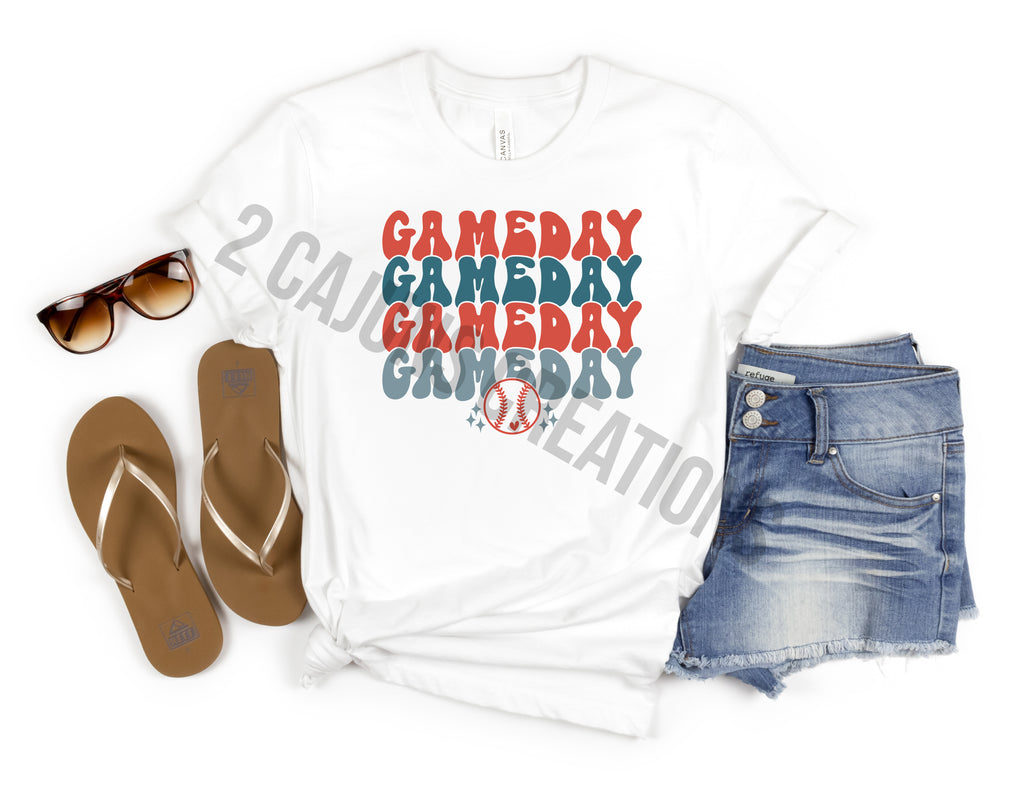 GameDay Baseball Crew Neck Tshirt - Baseball Mom Tee - Retro Design