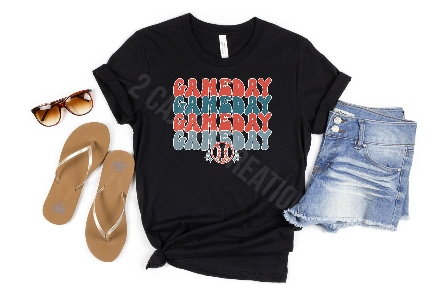 GameDay Baseball Crew Neck Tshirt - Baseball Mom Tee - Retro Design