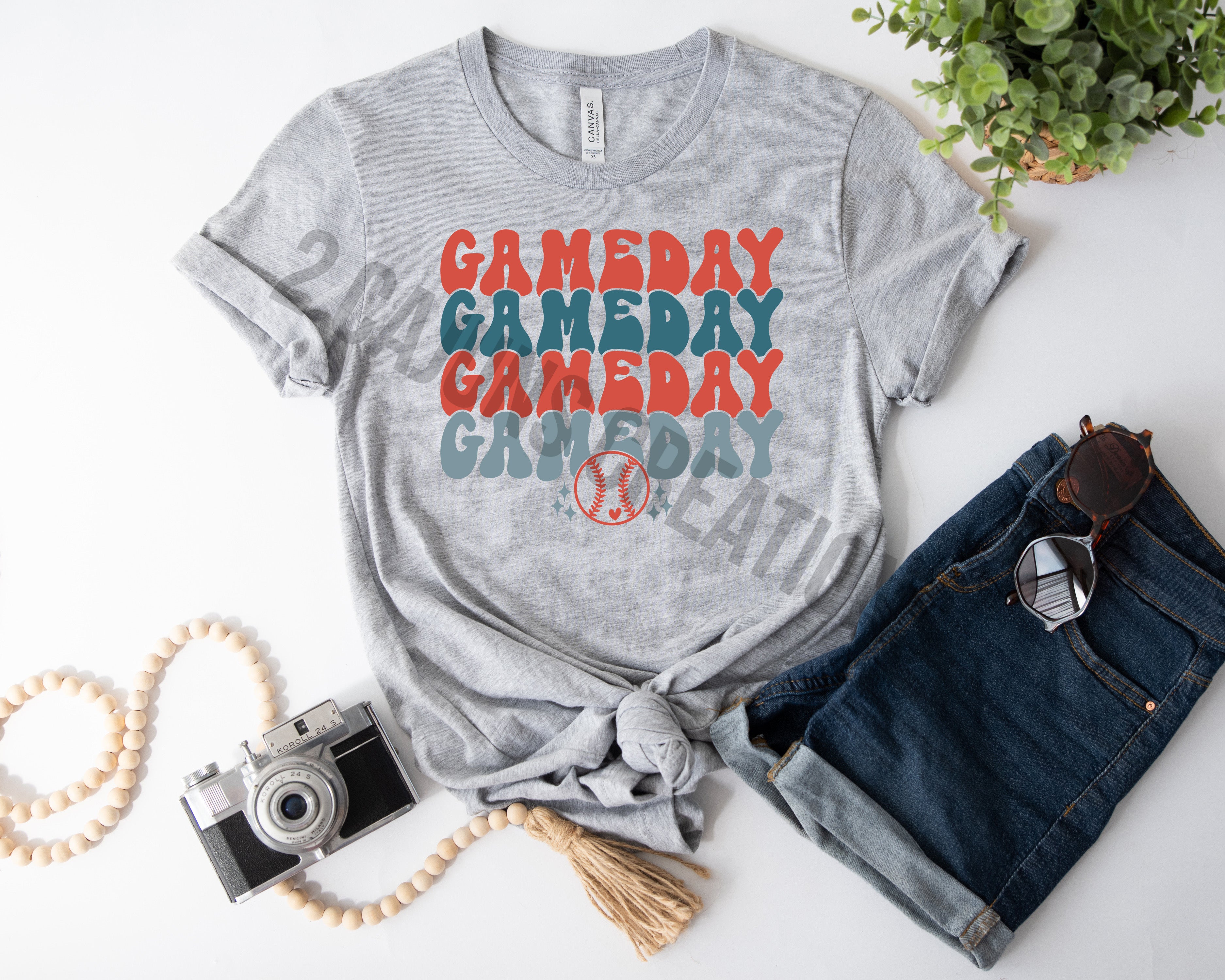 GameDay Baseball Crew Neck Tshirt - Baseball Mom Tee - Retro Design