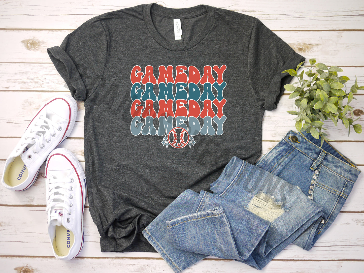 GameDay Baseball Crew Neck Tshirt - Baseball Mom Tee - Retro Design