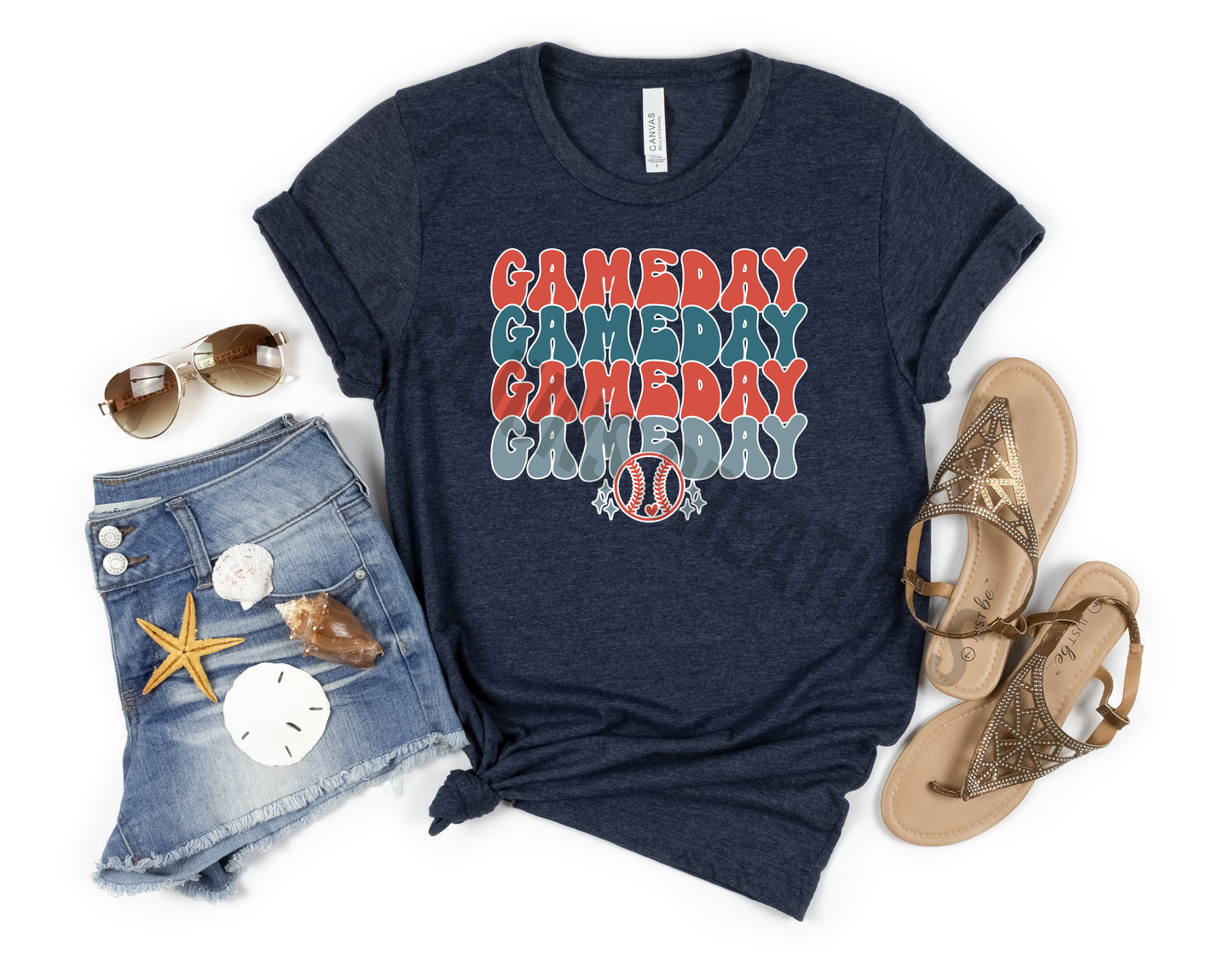 GameDay Baseball Crew Neck Tshirt - Baseball Mom Tee - Retro Design