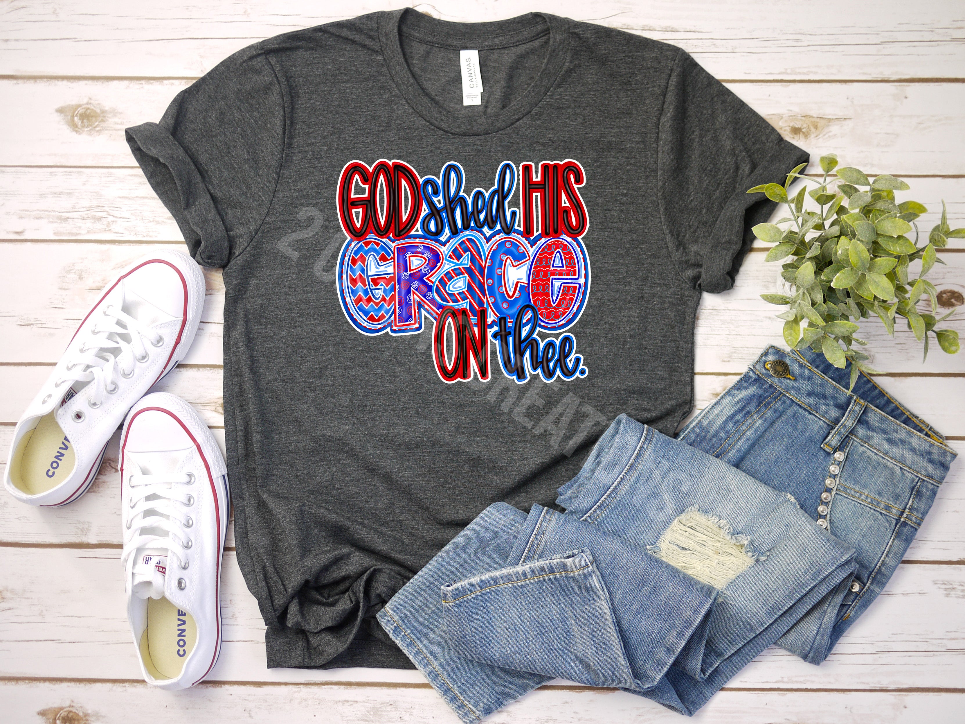 God Shed His Grace Tshirt - Patriotic 4th of July Tee