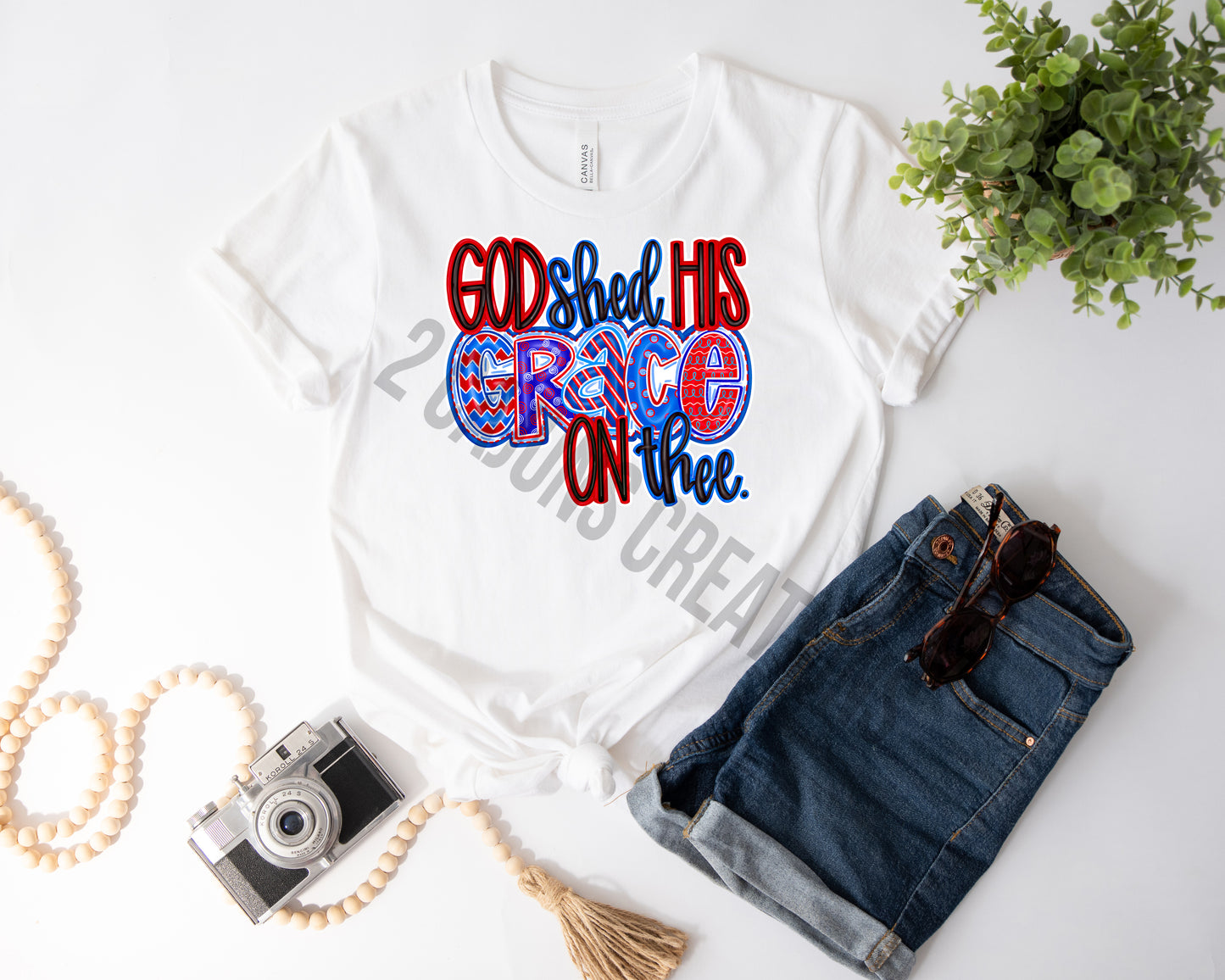 God Shed His Grace Tshirt - Patriotic 4th of July Tee