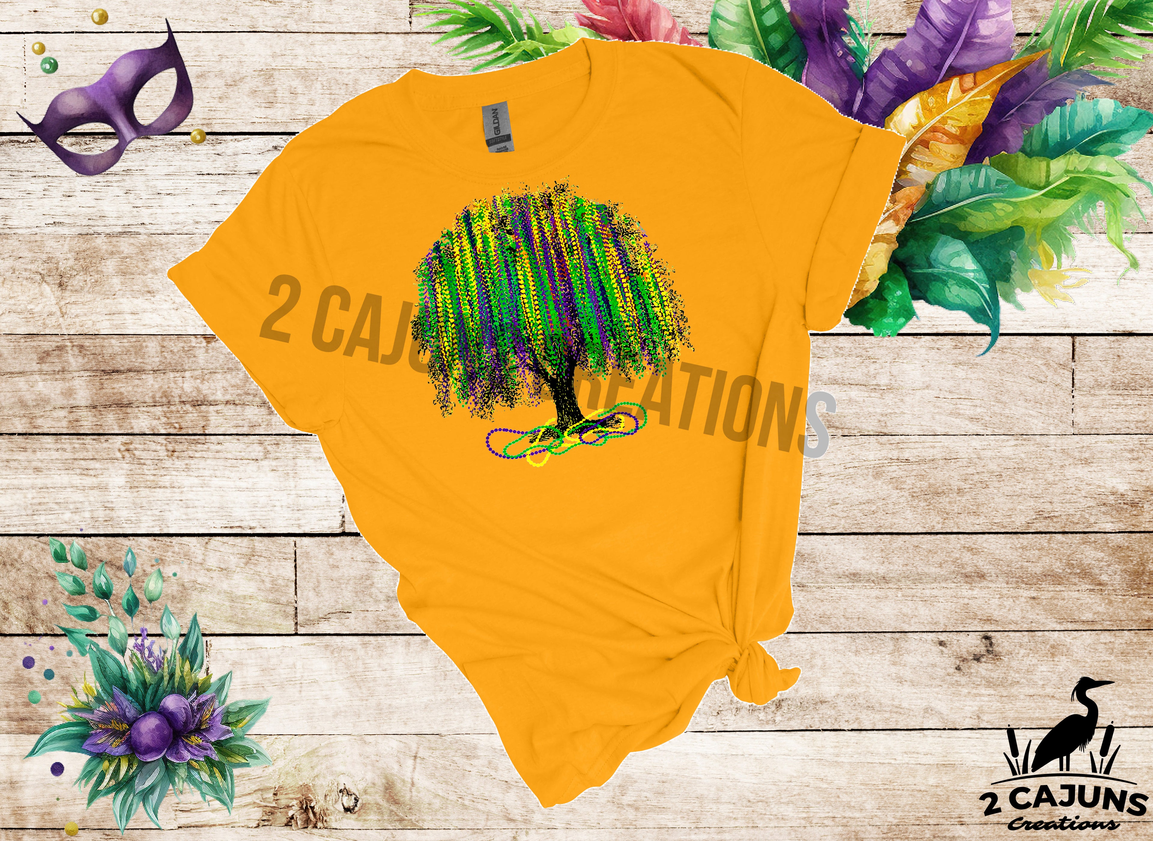 Mardi Gras Bead Tree Tshirt - Multiple Colors Available
