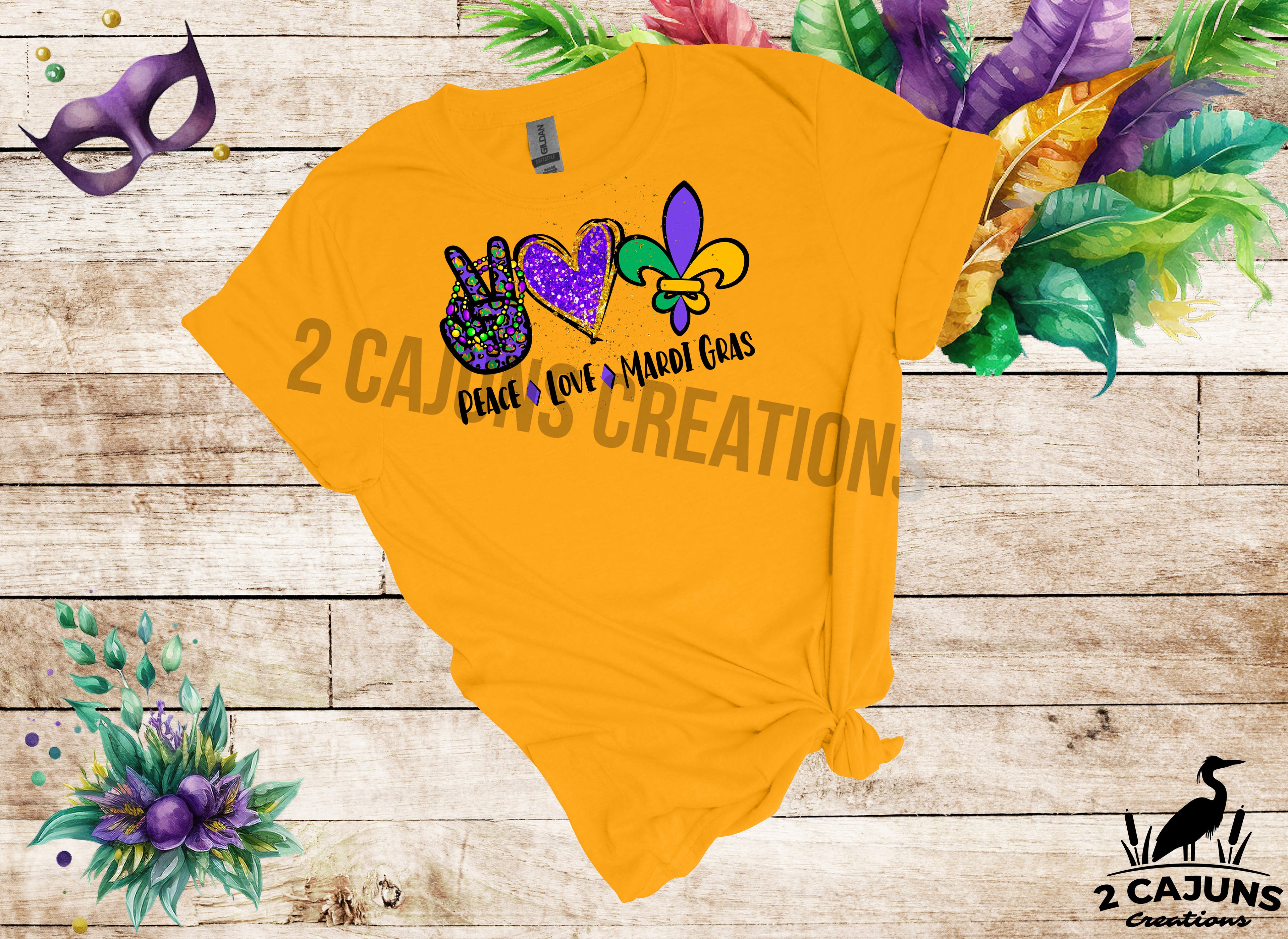 Peace Love and Mardi Gras Tshirt - Multiple Colors Available