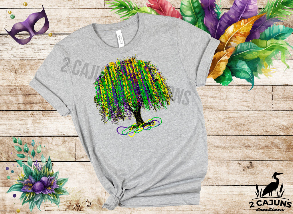 Mardi Gras Bead Tree Tshirt - Multiple Colors Available