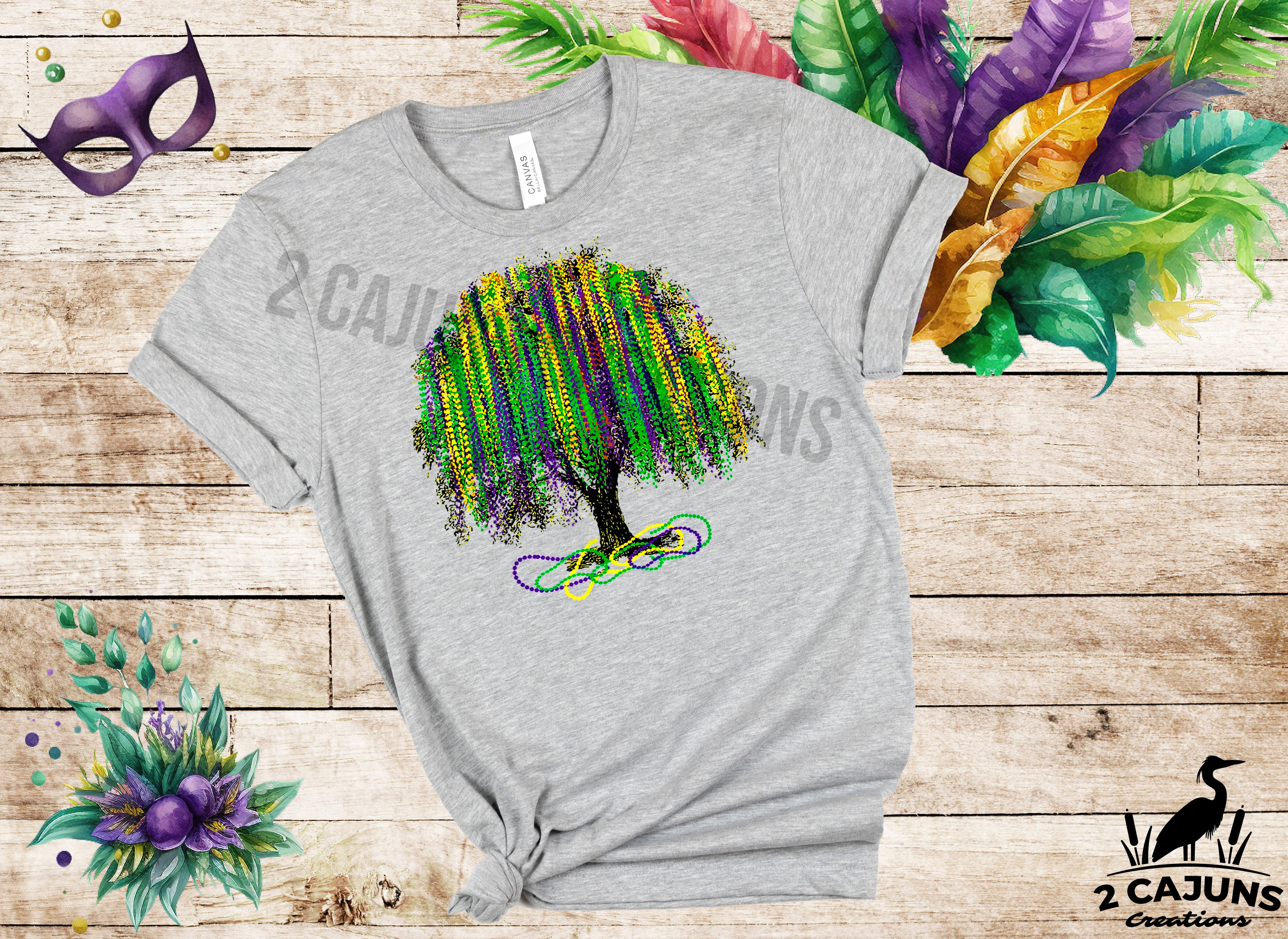 Mardi Gras Bead Tree Tshirt - Multiple Colors Available