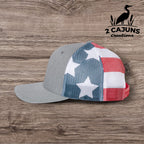 Patriotic Merica Leather Patch Hat - Laser Engraved - 2 Stars and Stripes Color Options - Richardson 112