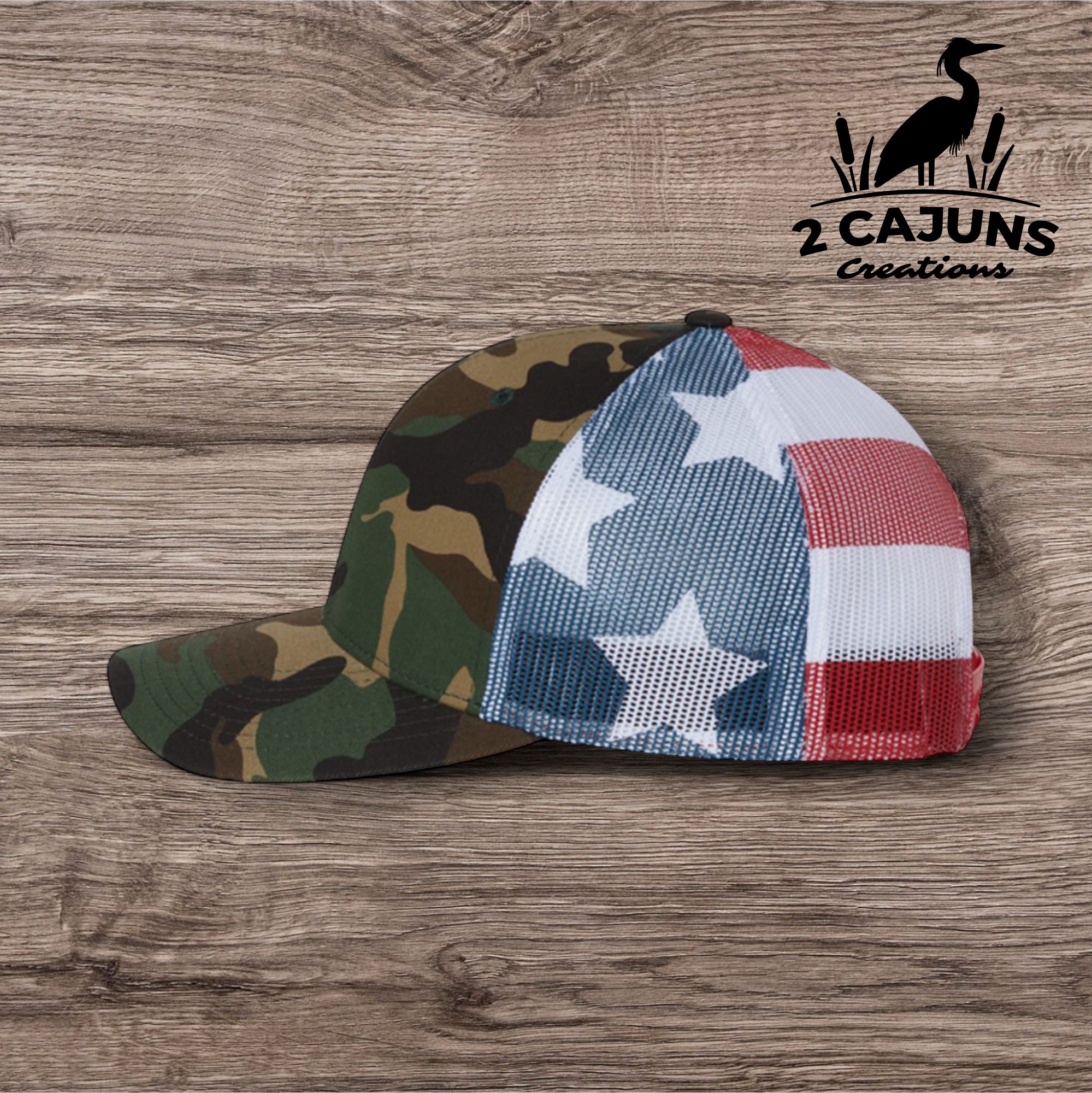 Patriotic Merica Leather Patch Hat - Laser Engraved - 2 Stars and Stripes Color Options - Richardson 112