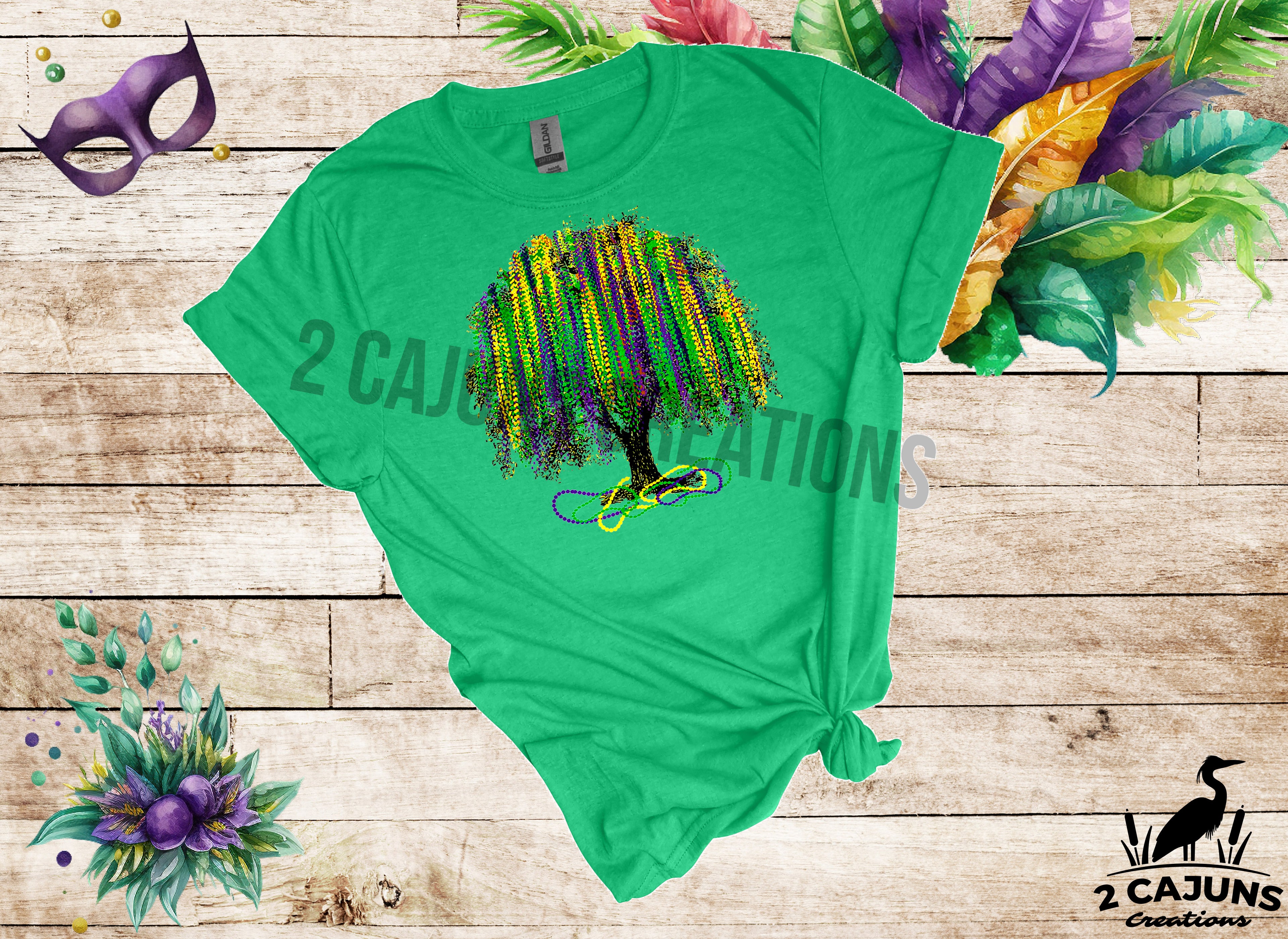 Mardi Gras Bead Tree Tshirt - Multiple Colors Available