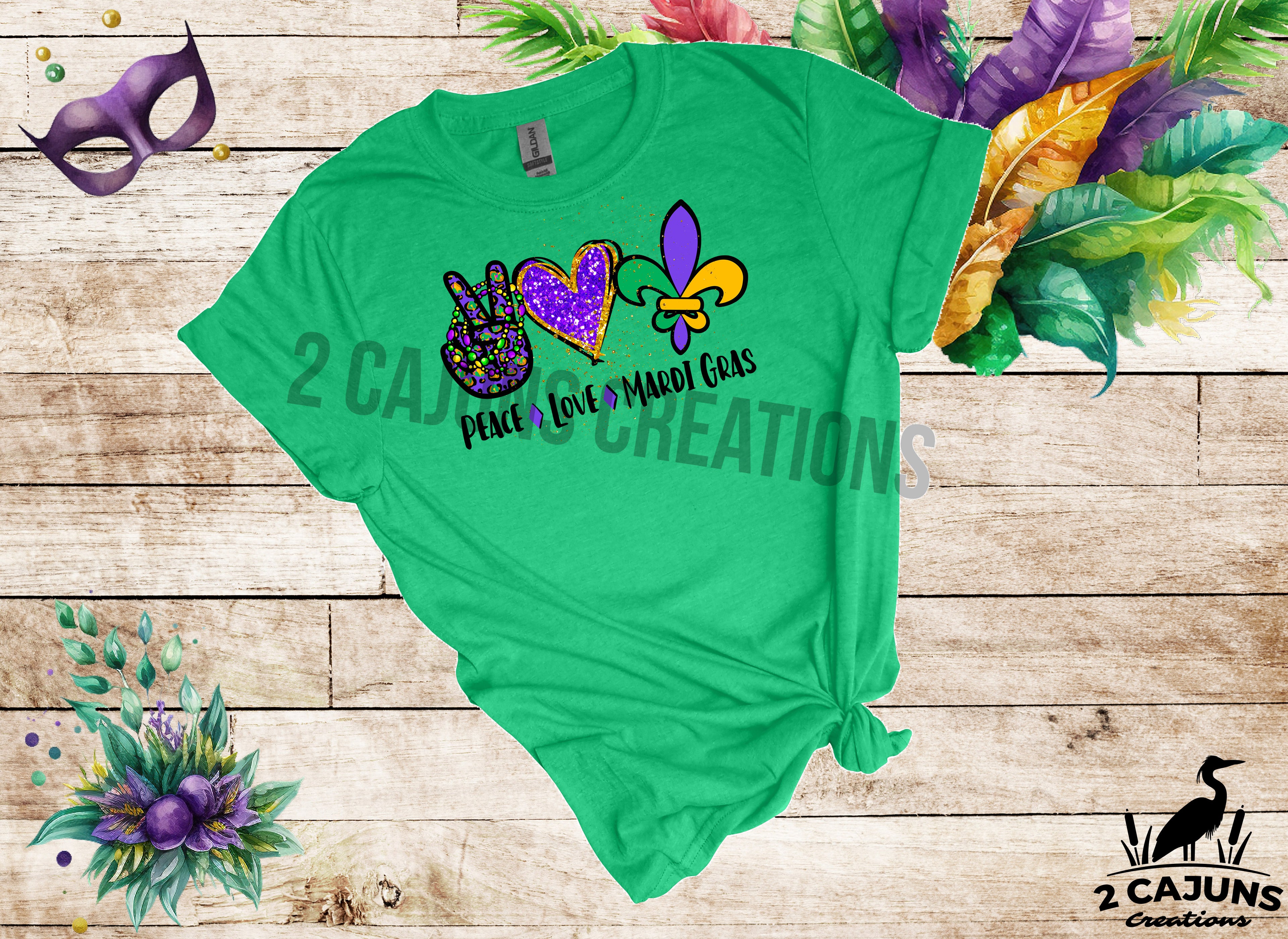 Peace Love and Mardi Gras Tshirt - Multiple Colors Available