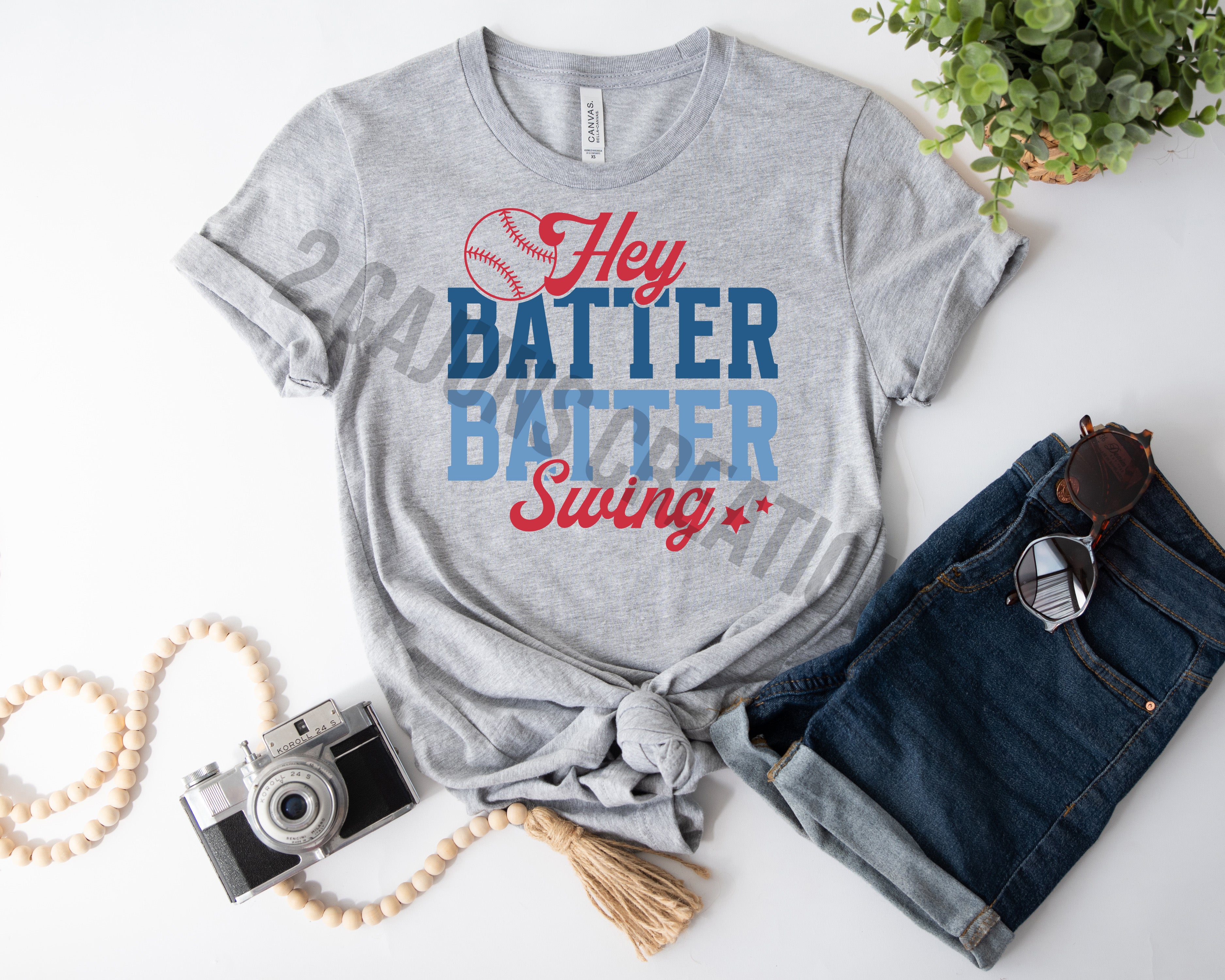 Hey Batter Batter Swing Crew Neck Tshirt - Baseball Mom Tee